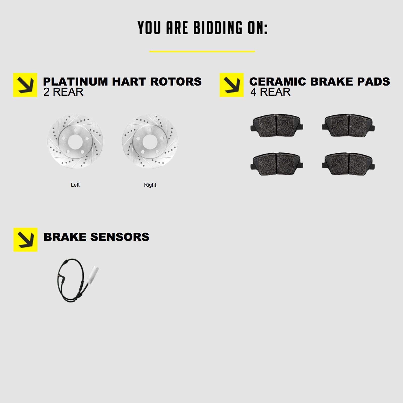 Hart Brakes Rear Brakes And Rotors Kit |Rear Brake Pads| Brake Rotors And Pads| Ceramic Brake Pads And Rotors |Fits 2007-2017 Le