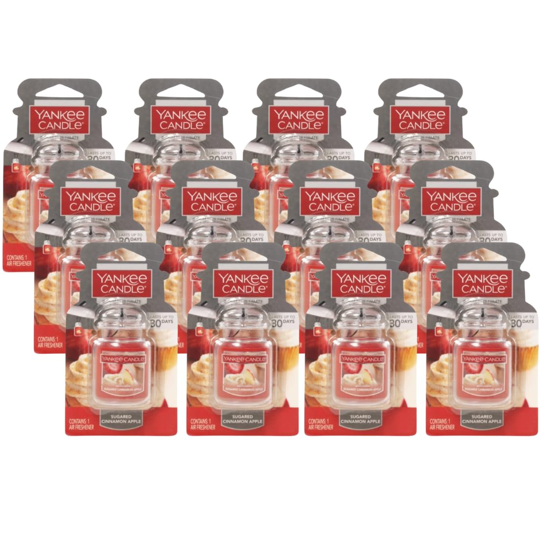 Yankee Candle Car Air Fresheners, Hanging Car Jar Ultimate, Neutralizes Odors Up To 30 Days, Sugared Cinnamon Apple, 0.96 OZ (Pa