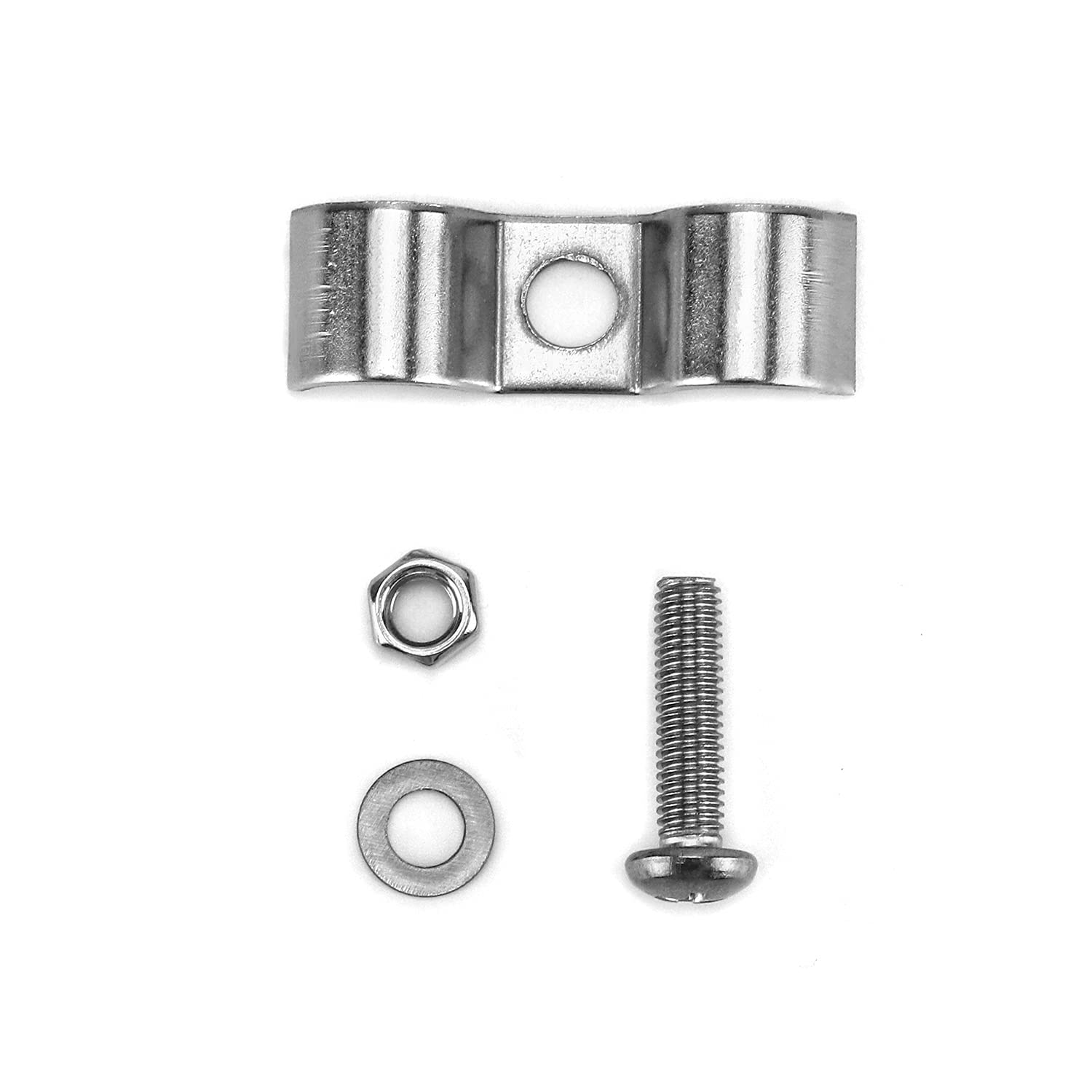 QWORK Stainless Steel Double Line Clamp, 12 Pack, 3/8" Fuel Line Clips with Mounting Screws, Model WD4686