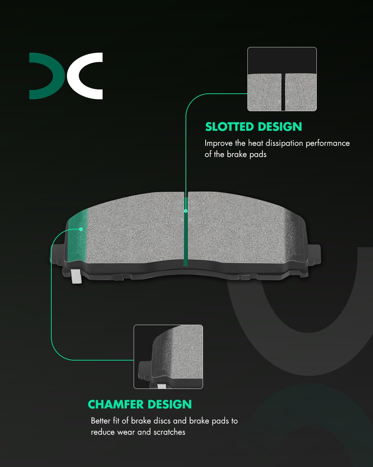 D1589 D1596 Scitoo Front Rear Brake Pads Sets Semi-Metal 8Pcs Fit For Chrysler Town & Country 12-16,For Dodge Grand Caravan/Jour