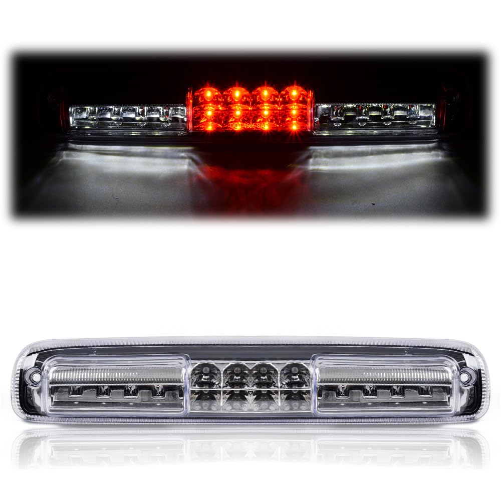 LQI LED Third 3rd Brake Light, Compatible With 1999-2007 Chevy Silverado / 1999-2007 GMC Sierra1500 2500 3500, Chrome Housing Cl