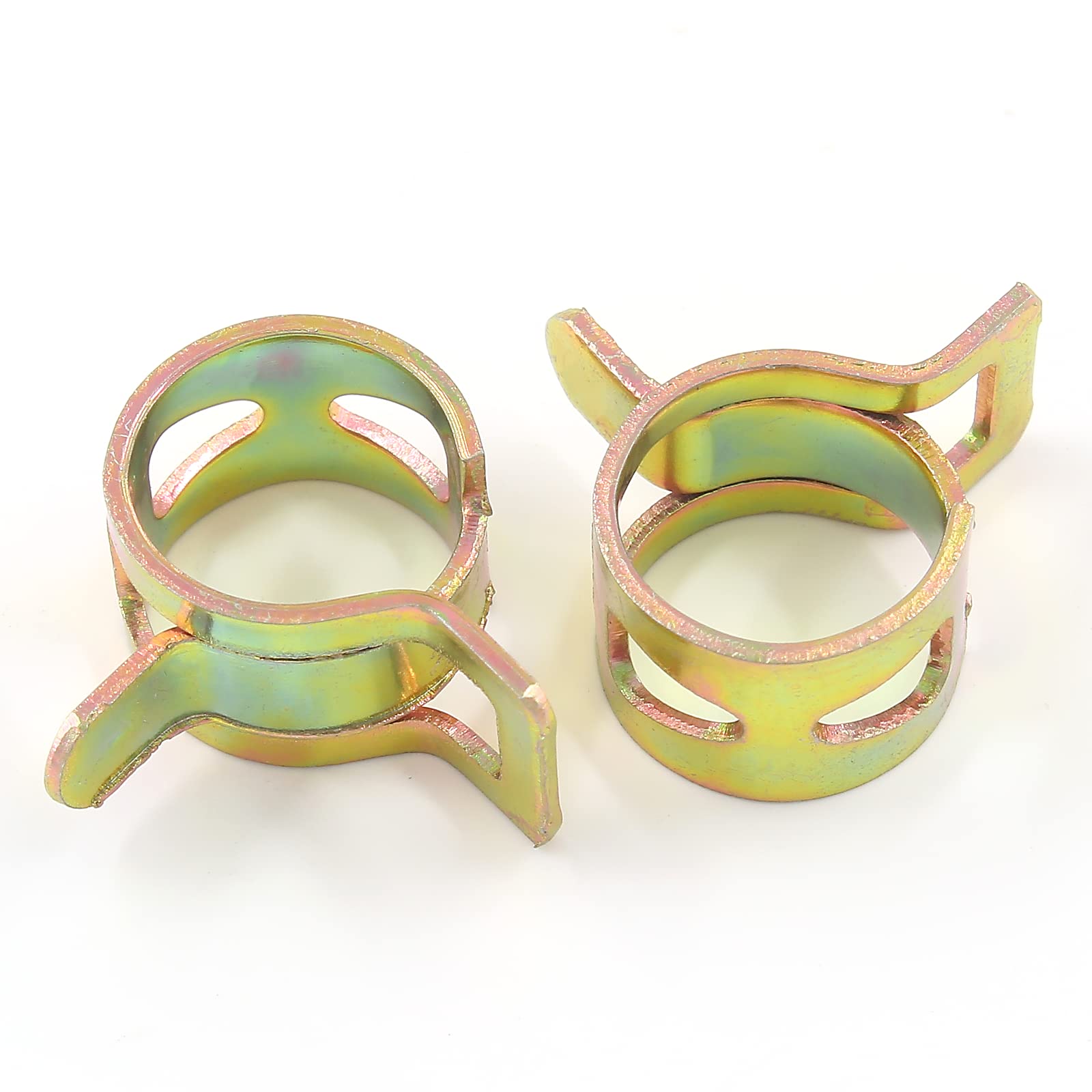 Rierdge 60 Pcs 9Mm Id Spring Band Type Clamps, Fuel Hose Clamps Fasteners, Golden Spring Hose Clip For Fuel Hose Line Water Pipe