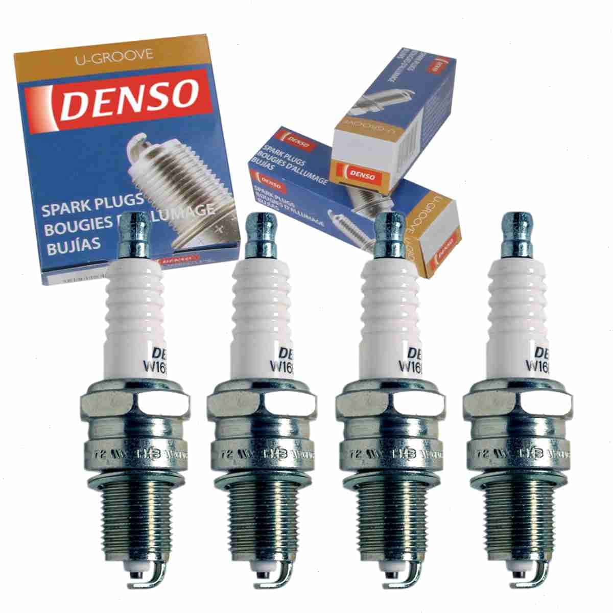 4 pc DENSO Standard U-Groove Spark Plugs compatible with Toyota Pickup 2.0L 2.2L 2.4L L4 1974-1995