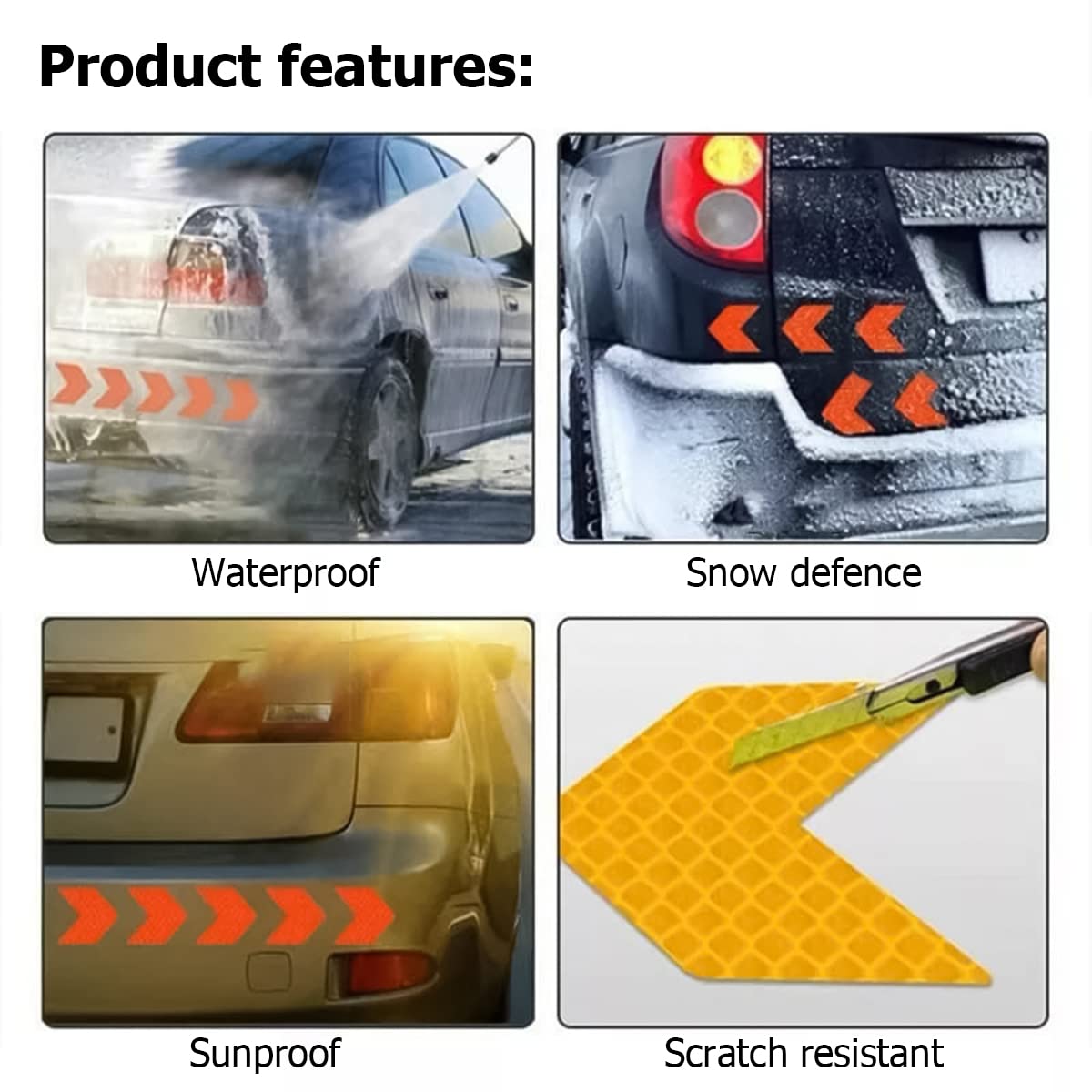 AUCELI 20PCS Car Arrow Reflective Stickers, Waterproof Vehicle Safety Warning Sign Decal for Rear Bumper Body Trunk, Universal S