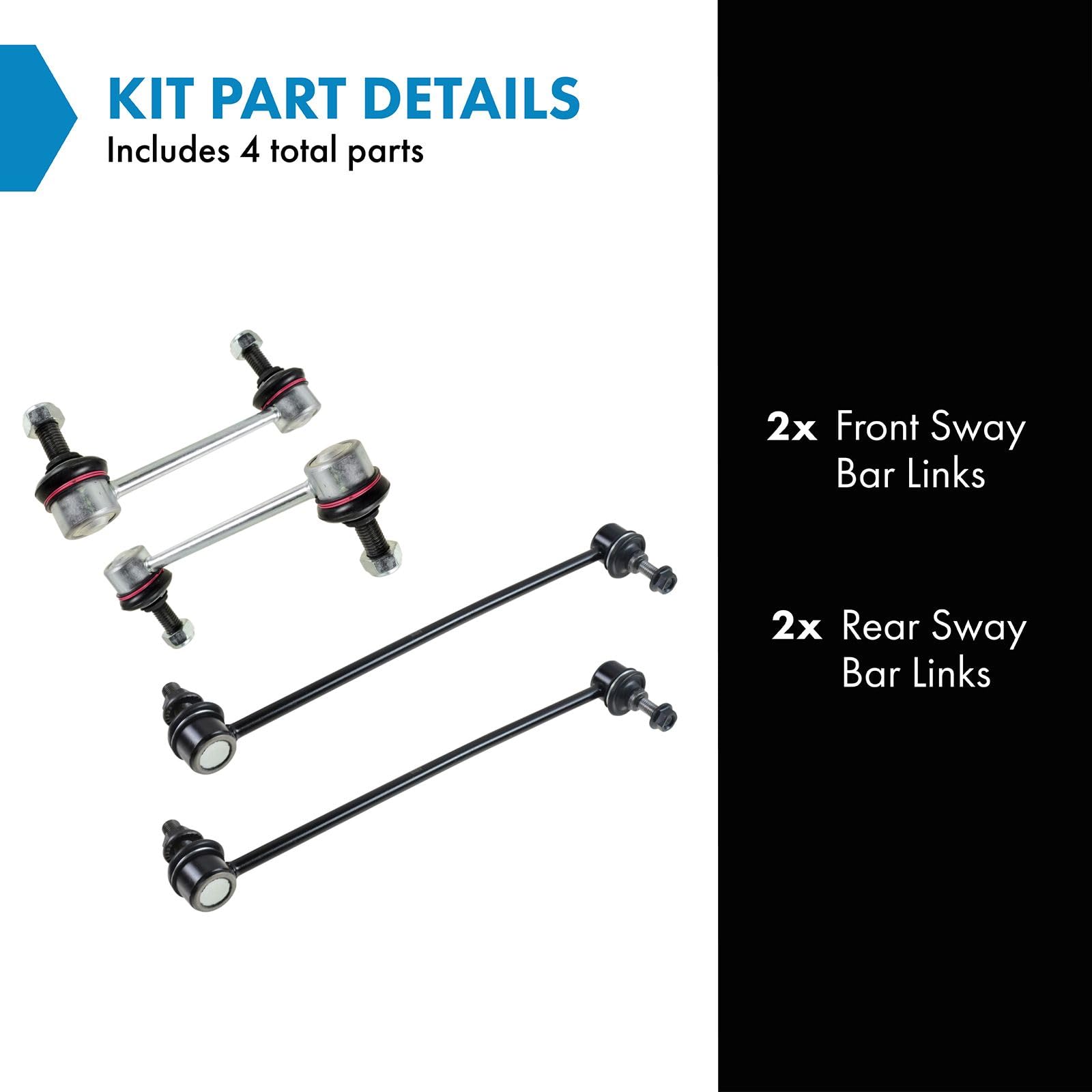 Trq Front & Rear Sway Bar Stabilizer Link Set Compatible With 2001-2009 Volvo S60 1999-2006 S80 2001-2007 V70 2003-2007 Xc70 200