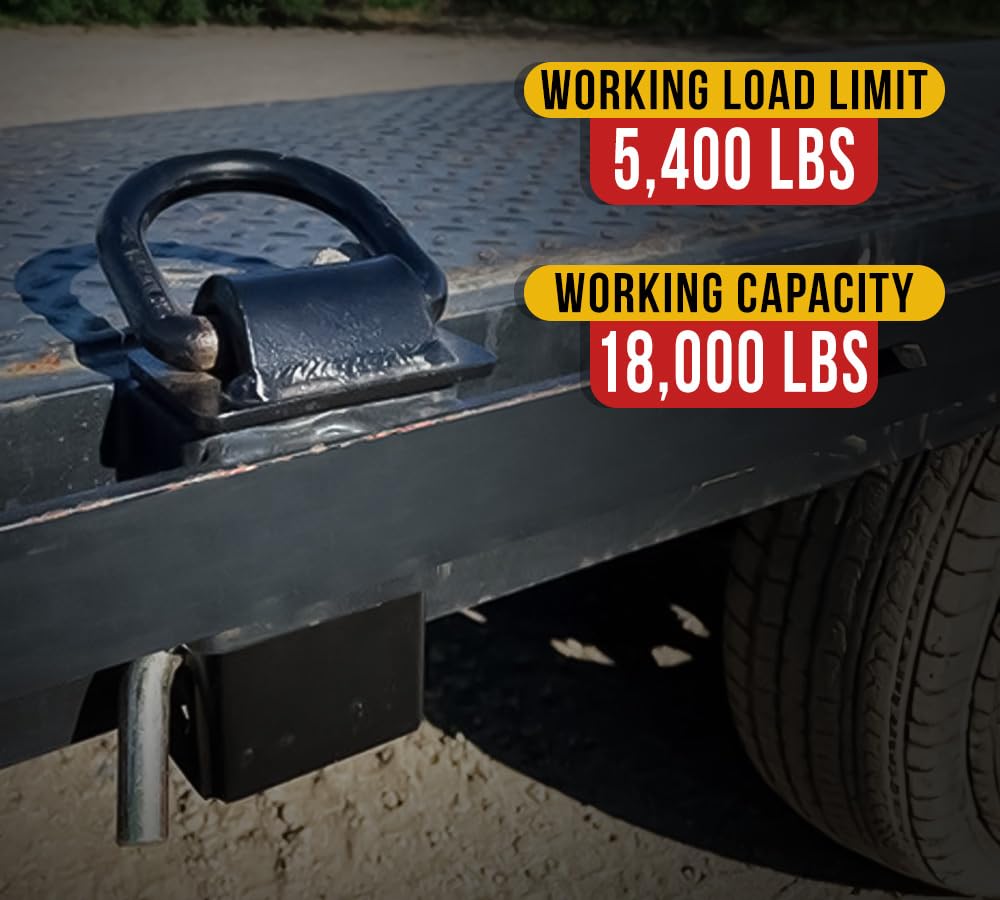 Mytee Products Heavy Duty Adjustable Trailer Stake Pocket D Ring 5400 Lbs Load Limit - 6 Pack