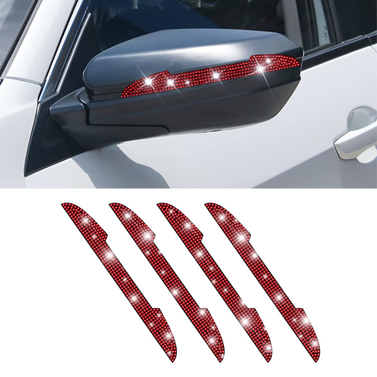 Blau Grun 4 Pcs Bling Rhinestone Car Door Handle Scratch Protector, Universal For All Cars, Vehicles, Suvs, Car Side Rearview Mi