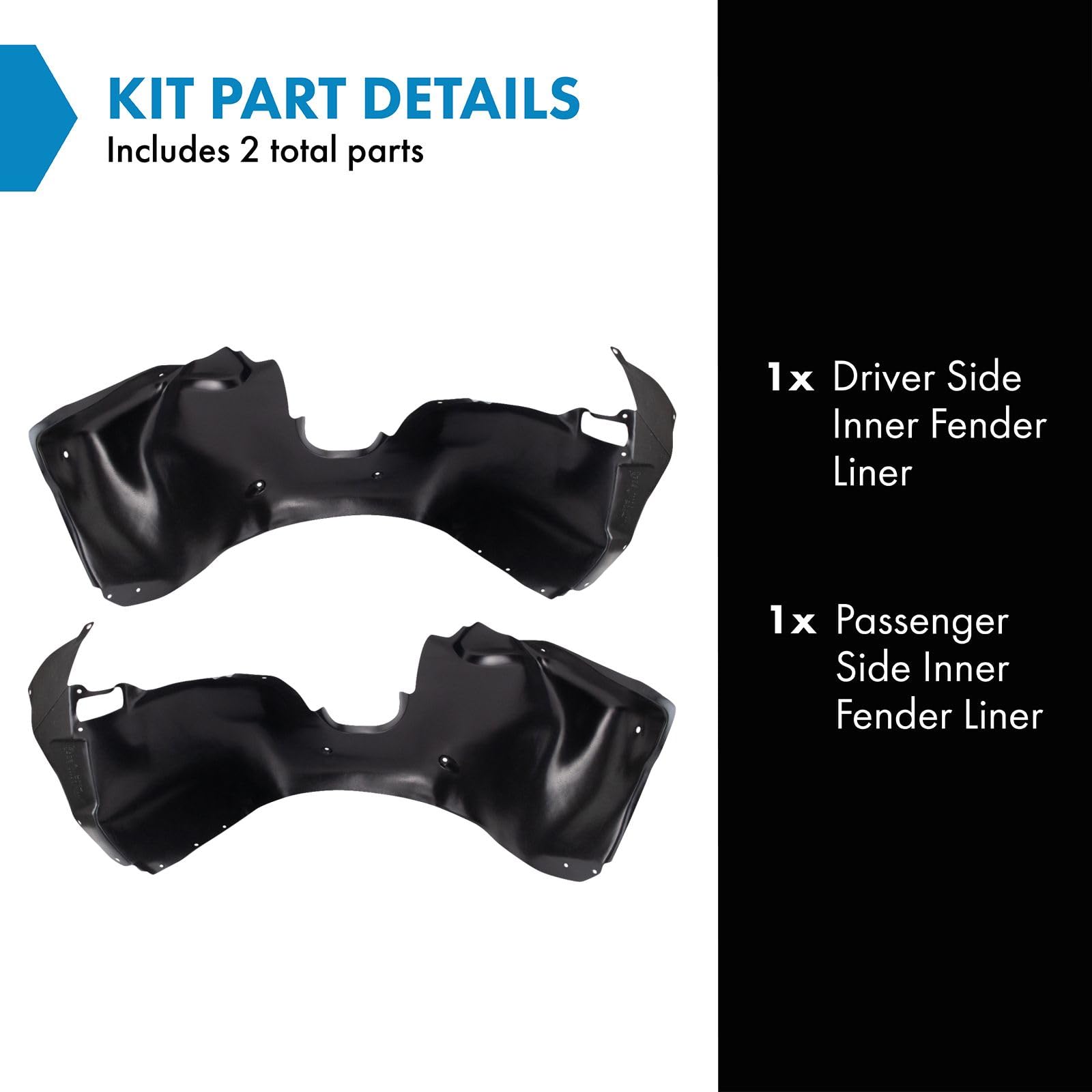Trq Inner Fender Liner Set Compatible With 2014-2015 Chevrolet Camaro Gm1248252 Gm1249252