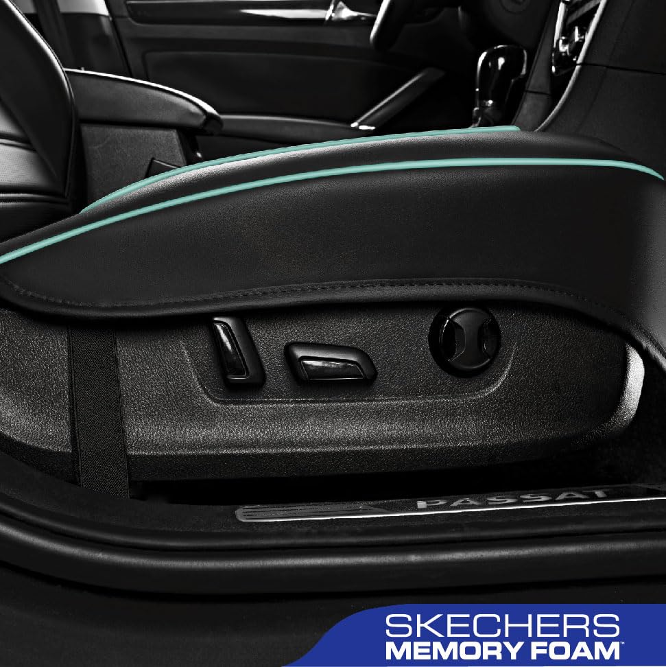Skechers Car Seat Cover,Memory Foam Luxury Faux Leather Front Bottom Seat Cushion Cover,Universal Anti-Slip and Wrap Around The