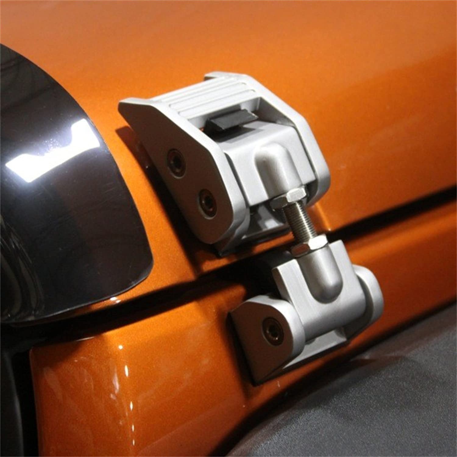 Rugged Ridge Hood Catch Kit For Jeep Wrangler Jk/Jku | Aluminum, Silver | 11116.07 | Fits 2007-2018 Jeep Wrangler Jk