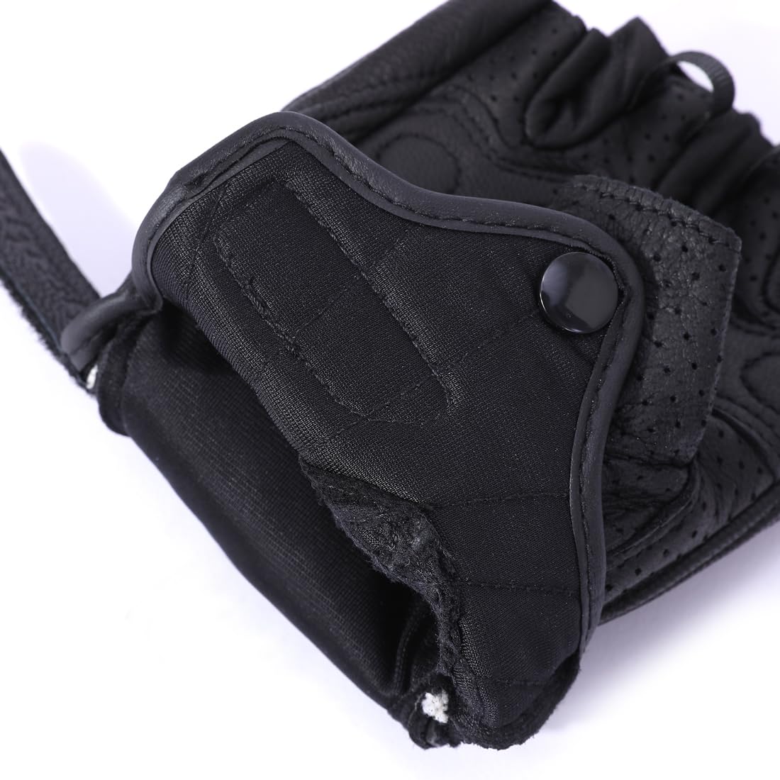 Harssidanzar Men's Motorcycle Gloves Leather Perforated Motorbike Riding Driving Gloves CM044US, Black, Size X-Large