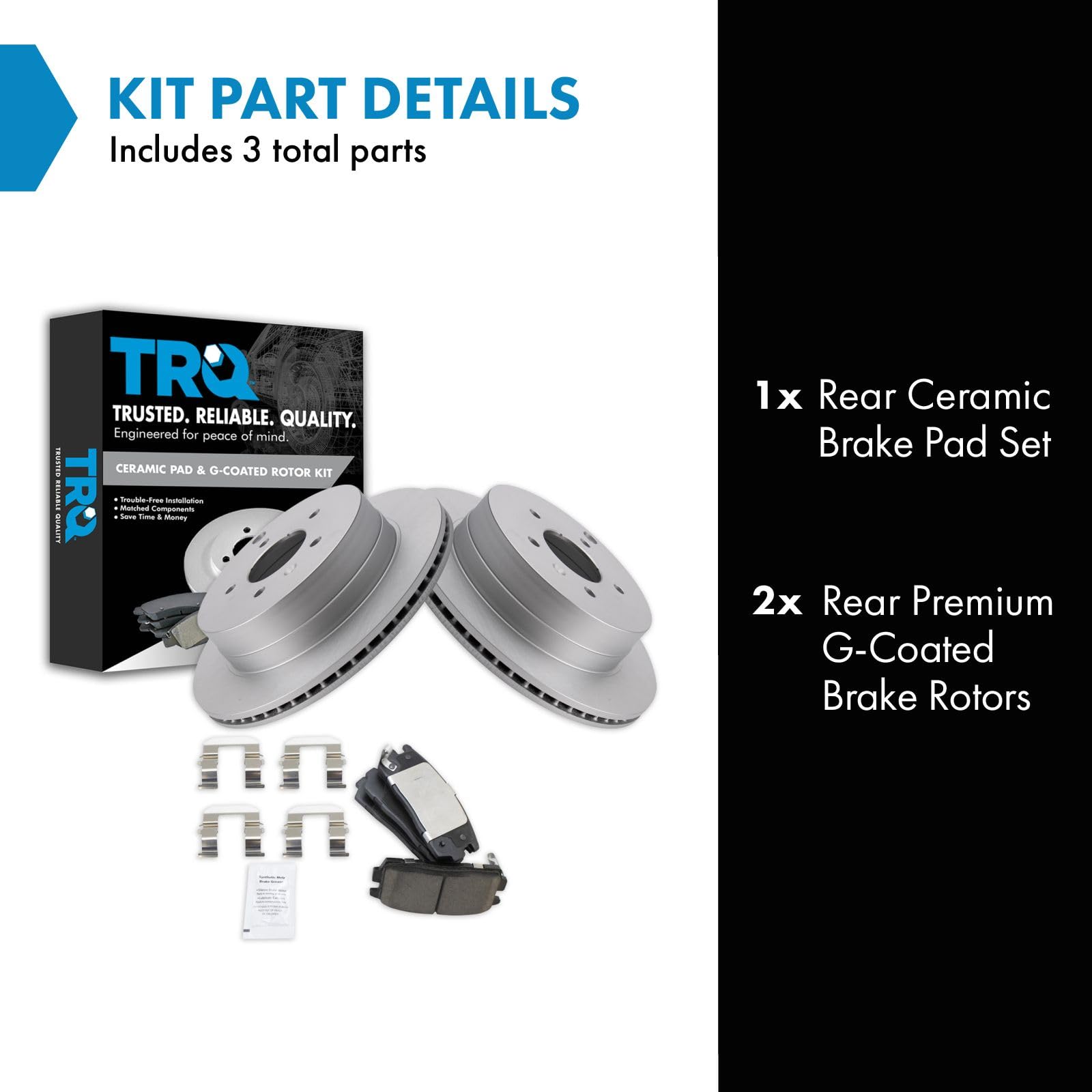 Trq Rear Brake Pad & Rotor Kit Brake Pads Brake Rotor Ceramic Premium G-Coated Compatible With 2012-2015 Chevrolet Captiva Sport