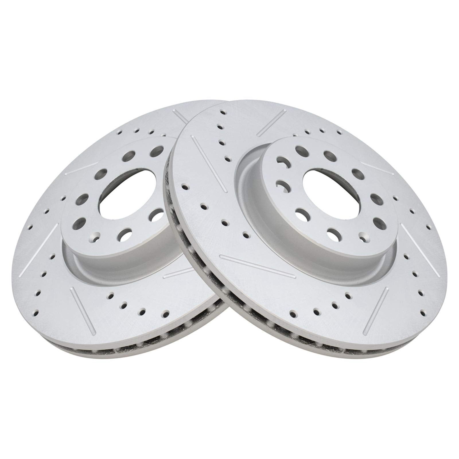 Trq Front Performance Brake Rotor Drilled Slotted Pair Set For A3 / A3 Quattro/Beetle/Cc/Eos/Golf/Golf Attack/Gti/Jetta/Passat /