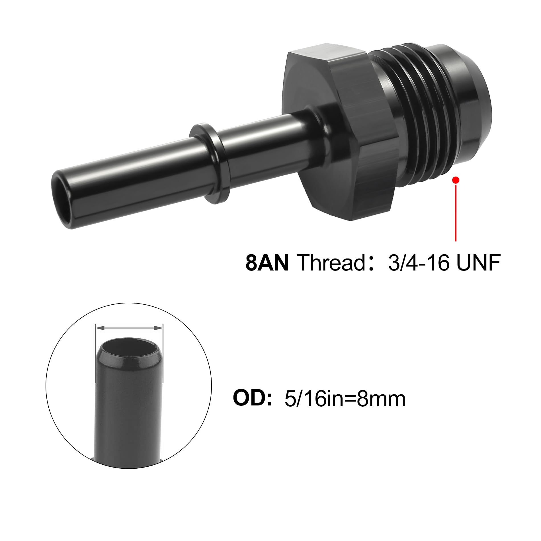 Evil Energy 8An Male To 5/16 '' Sae Quick Disconnect Male Push On Efi Fitting Adapter Aluminum