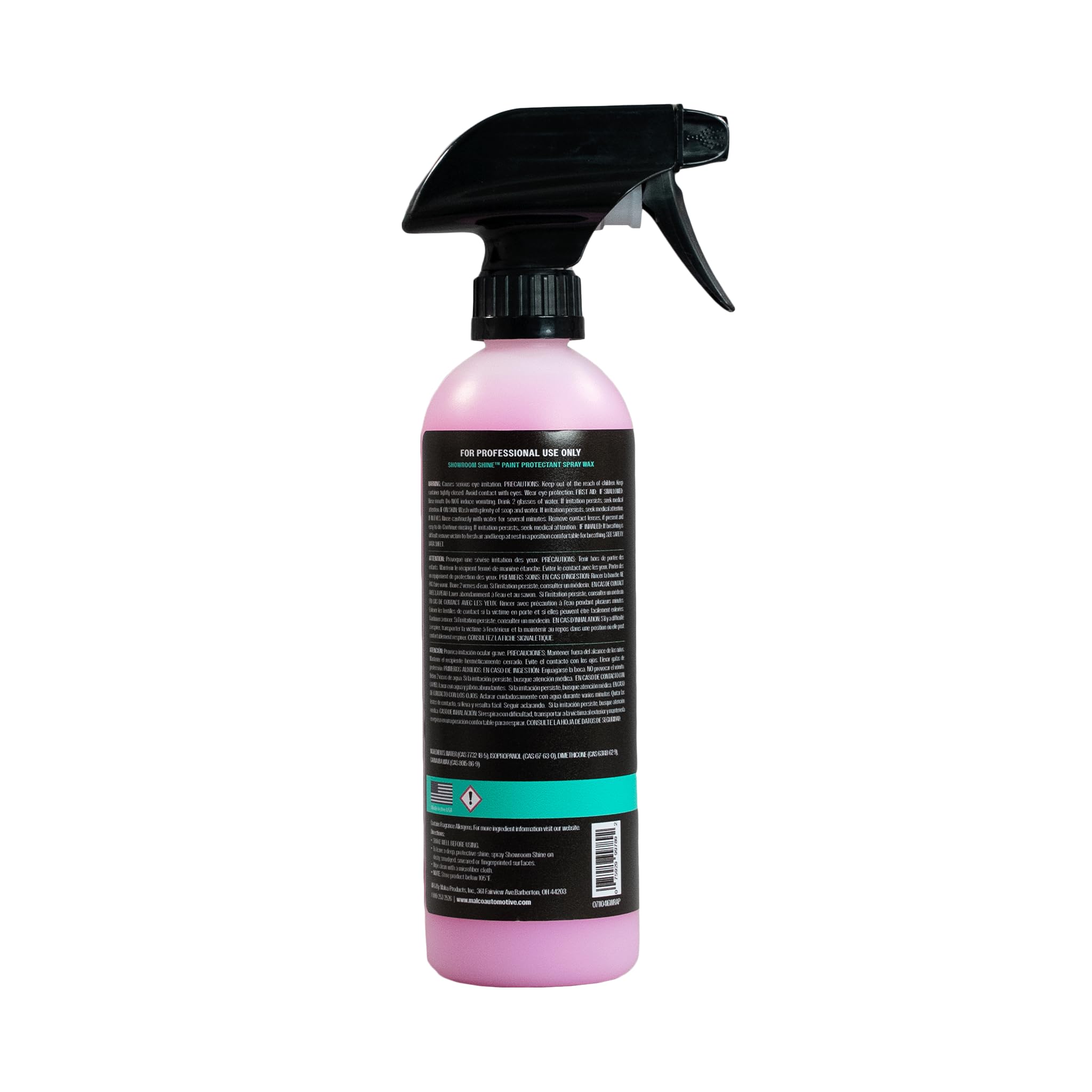 Malco Showroom Shine Spray Car Wax - Easy to Use Instant Detailer, 16oz, Model 110416, Cleans and Waxes Metal, Glass, and Painted Surfaces