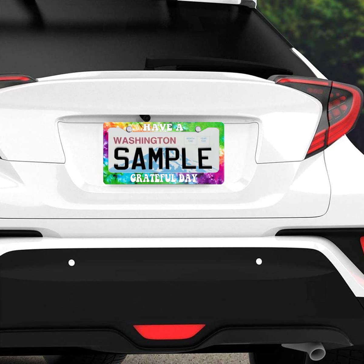 Meikosks Tie Dye Aluminum License Plate Frame, 12x6 Inch, 2 Holes with Screw Caps, Durable Car Tag Holder for Men and Women