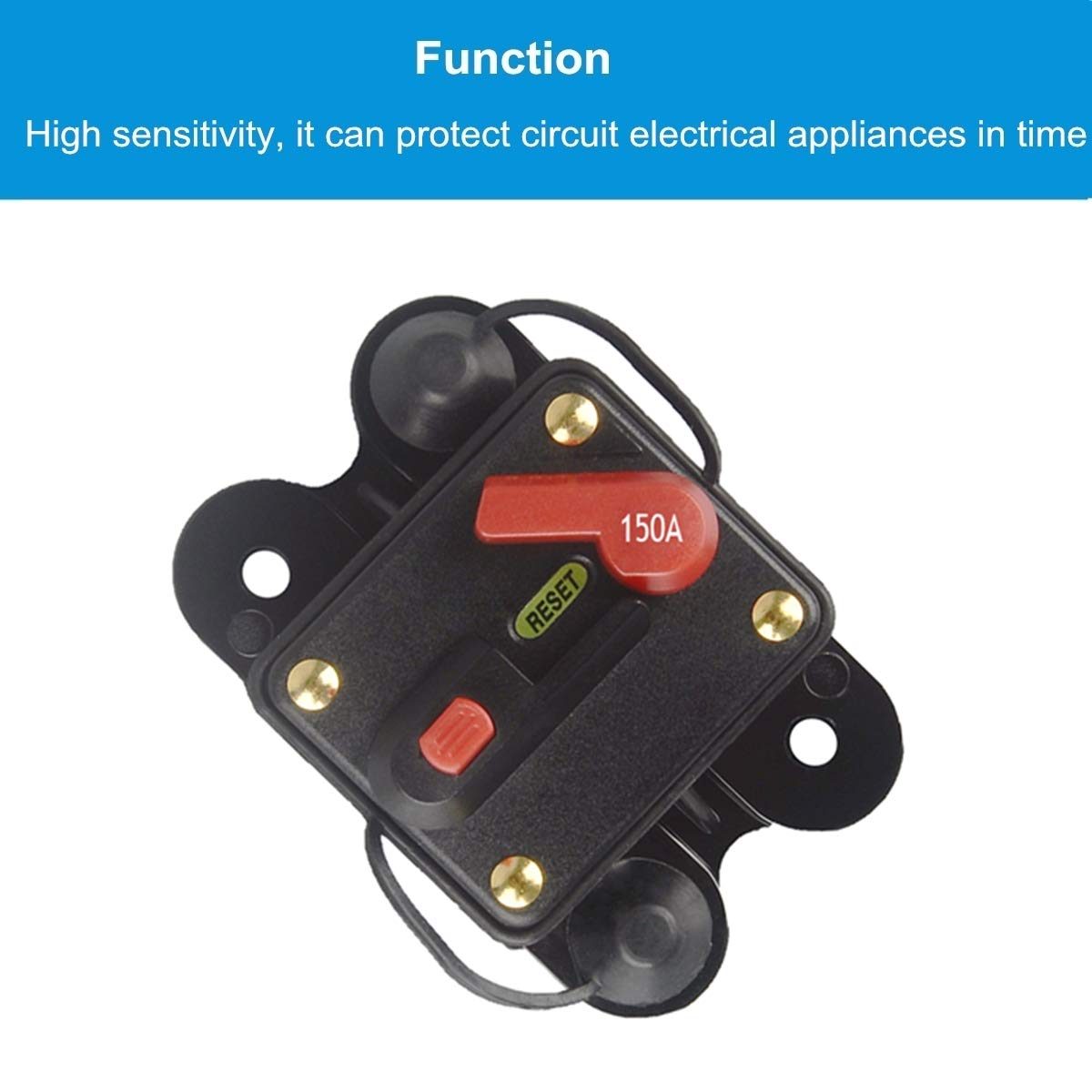 Wohhom 150Amp Circuit Breaker Manual Reset Fuse Holder, 30A-300A 12V-24V Dc Protection Reset Fuse For Trolling Motor Auto Car Ma