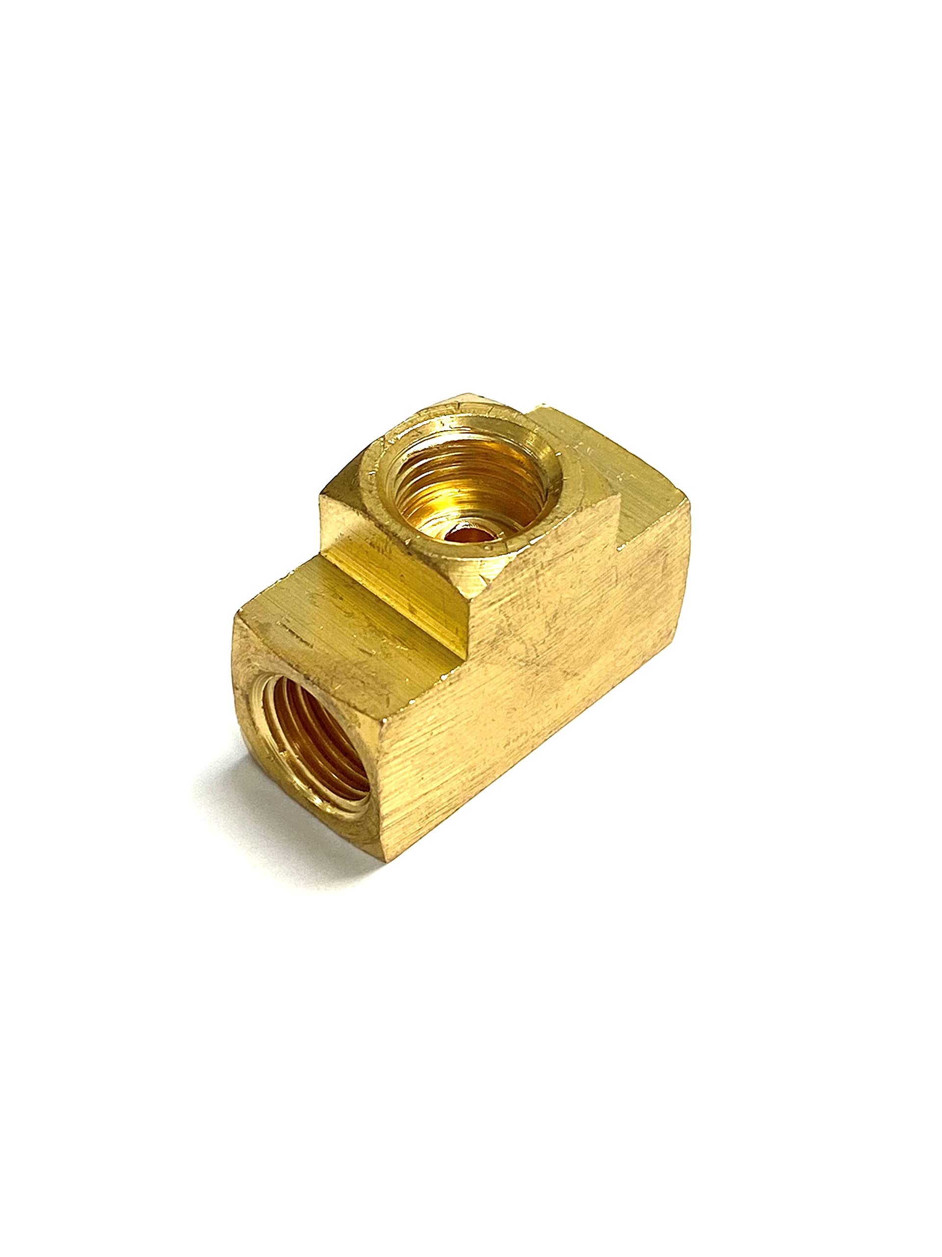 The Stop Shop 3-Way Female Brake Line Tee For 1/4 Inch Tube With Inverted Flare Fittings, All 7/16''-24 Threads With Mounting Ho