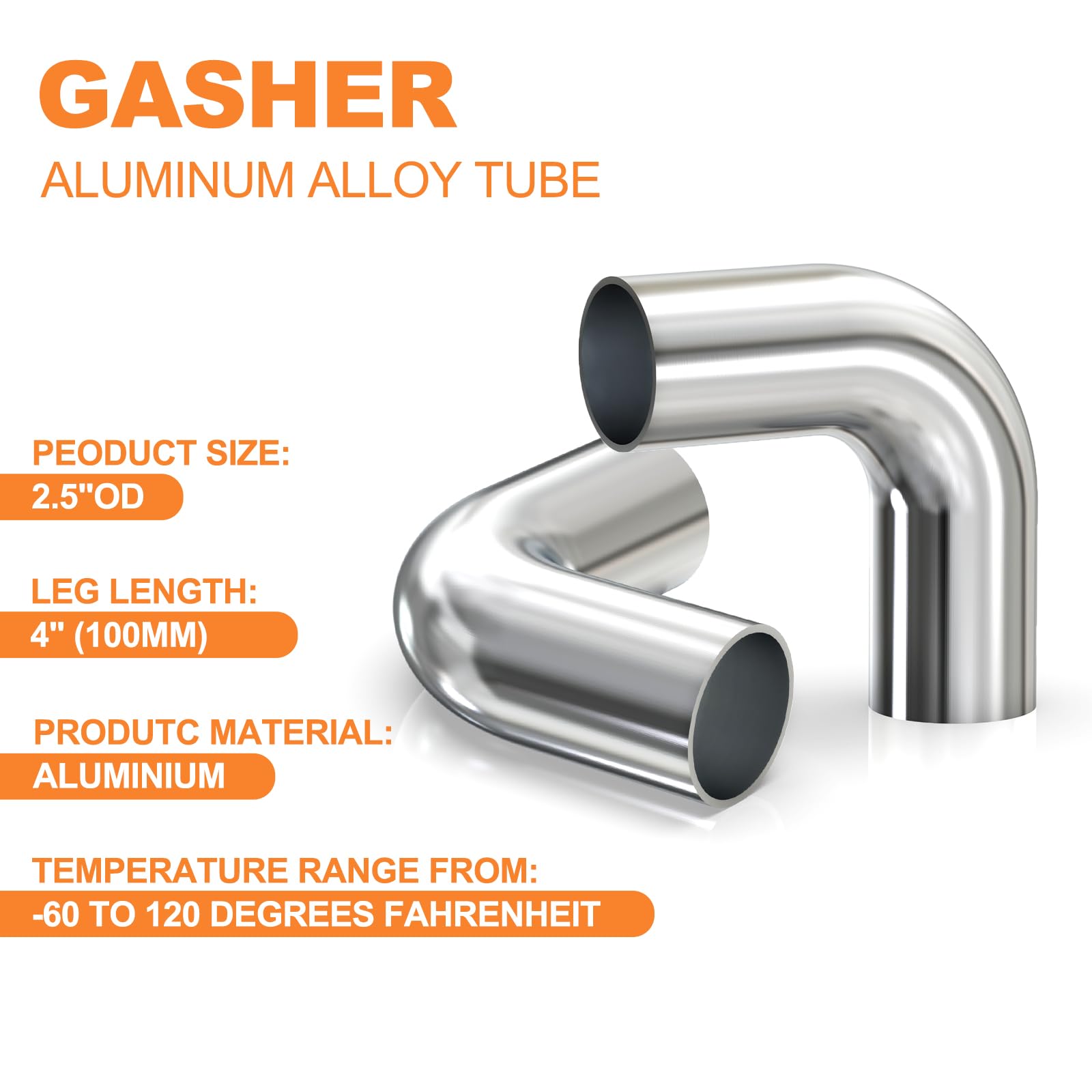 Gasher 2Pcs 90 Degree Elbow Aluminum Alloy Tube 2.5''Od, Leg Length 4'' (100Mm), Intercooler Pipe For Intake And Cooling Systems
