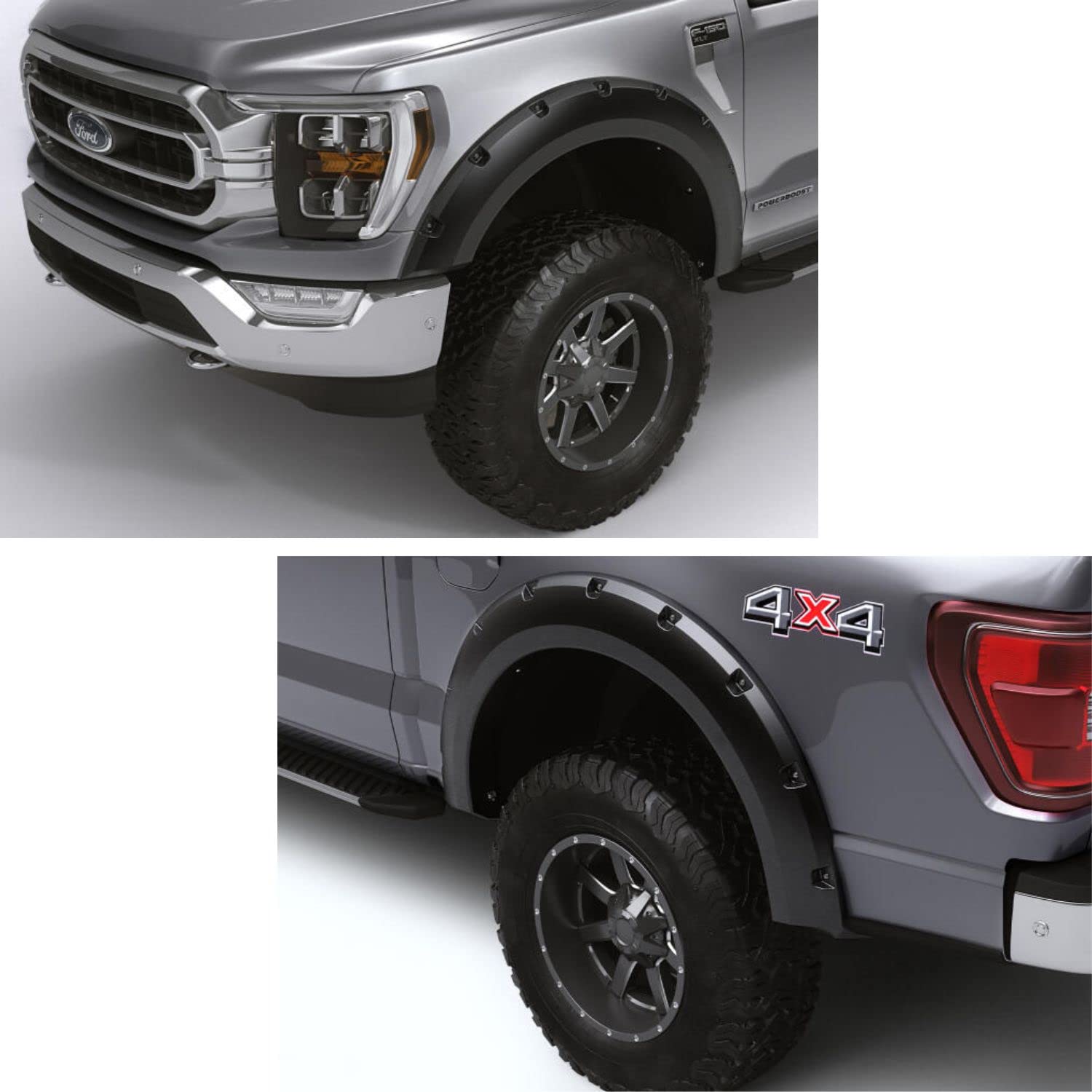 Bushwacker Forge Pocket/Rivet Style Front & Rear Fender Flares | 4-Piece Set, Black, Textured Finish | 28313-08 | Fits 2008-2010