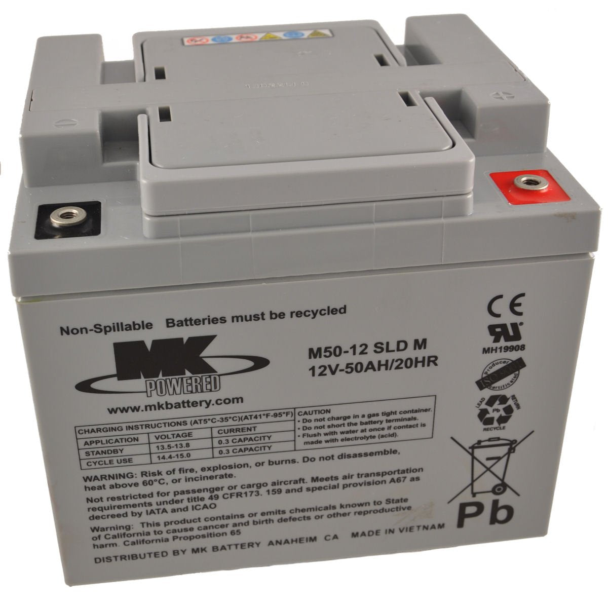 Mk M50-12 Sld M 12V 50Ah Mk Sealed Lead Acid Agm Mobility Scooter Battery