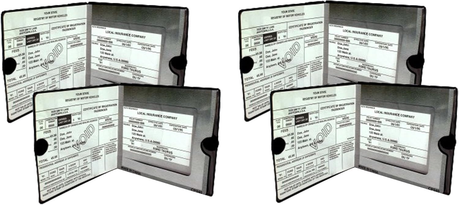 Sterling Car Auto Insurance Registration Black Document Wallet Holders - Automobile,Motorcycle,Truck,Vinyl Id Holder & Visor Sto