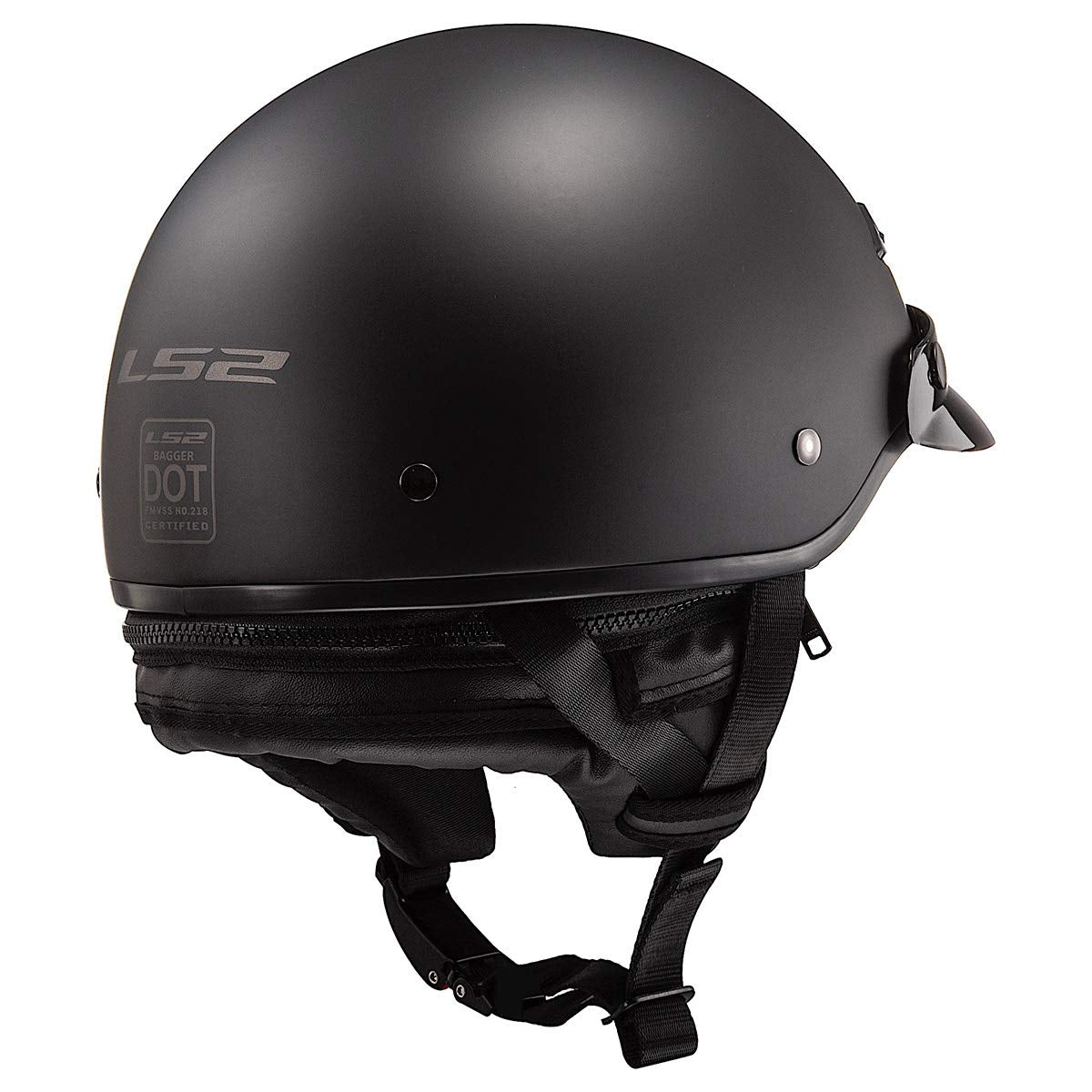Ls2 Helmets Bagger Motorcycle Half Helmet (Matte Black - Large)