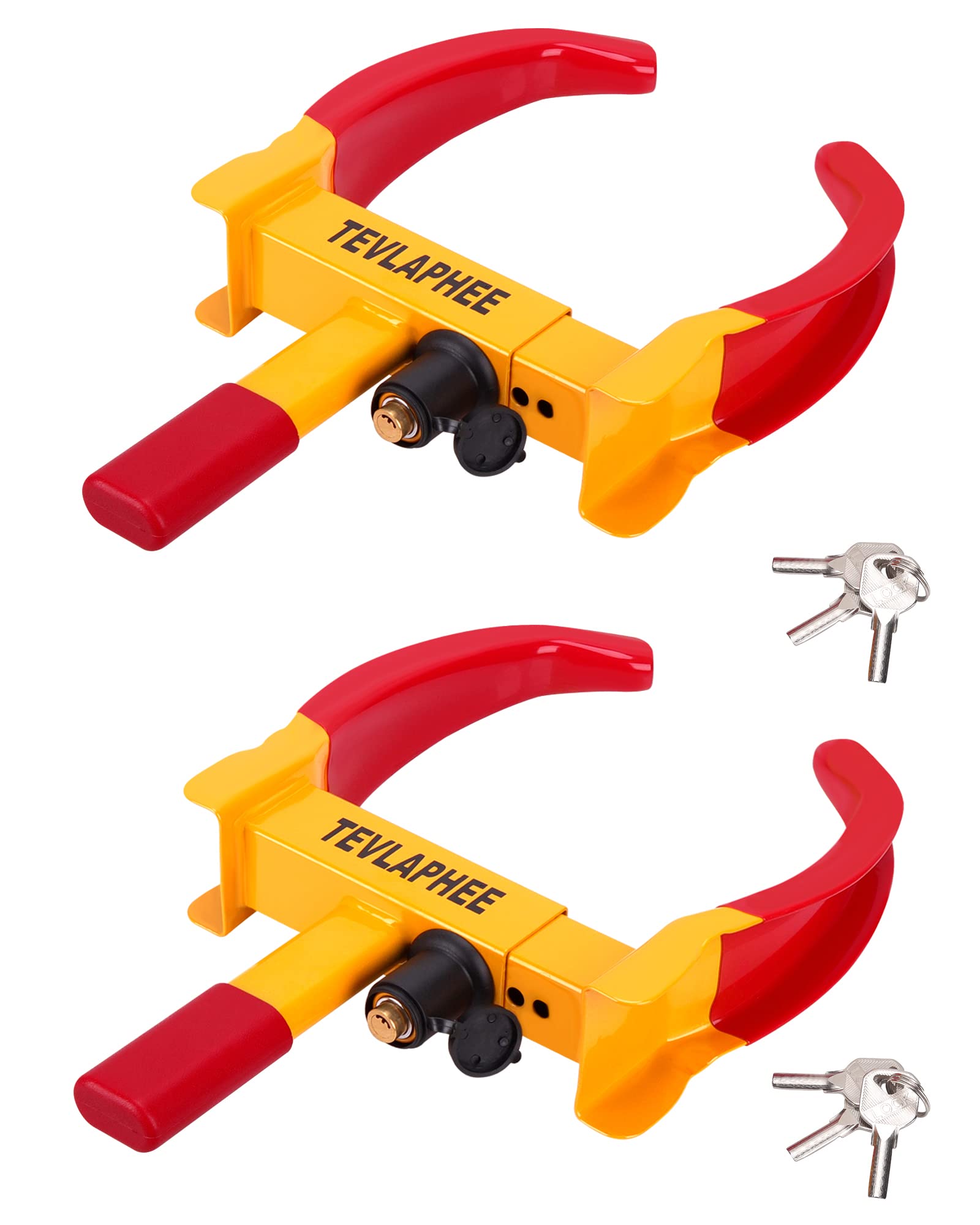 Tevlaphee Wheel Lock Set,Trailer Security Adjustable Tire Lock Anti Theft Trailer Wheel Lock For Trailers Car Suv Boat Motorcycle Golf Cart Great Deterrent 2 Packs 6 Alike Keys