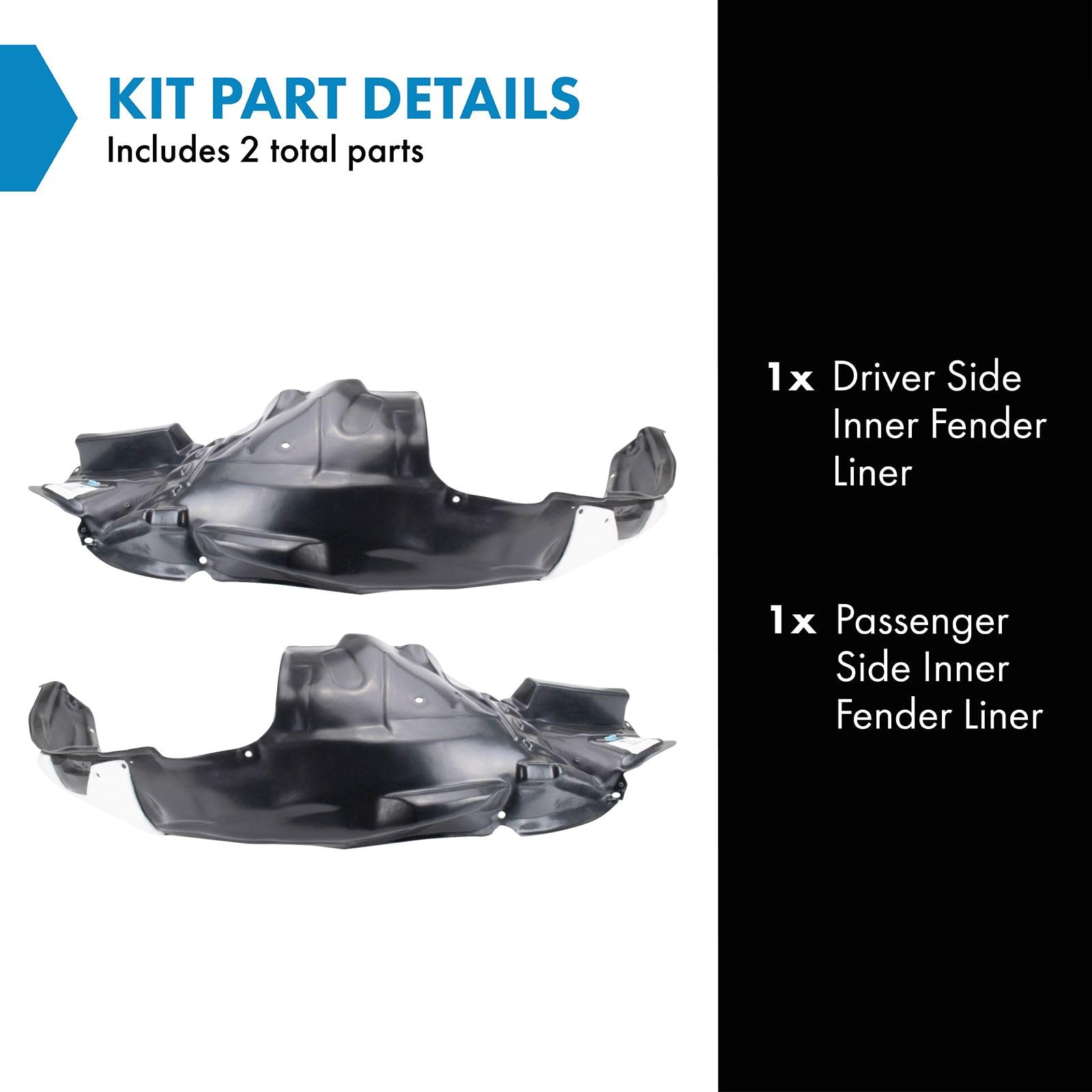 Trq Inner Fender Liner Set Compatible With 2015-2016 Subaru Impreza Su1248126 Su1249126