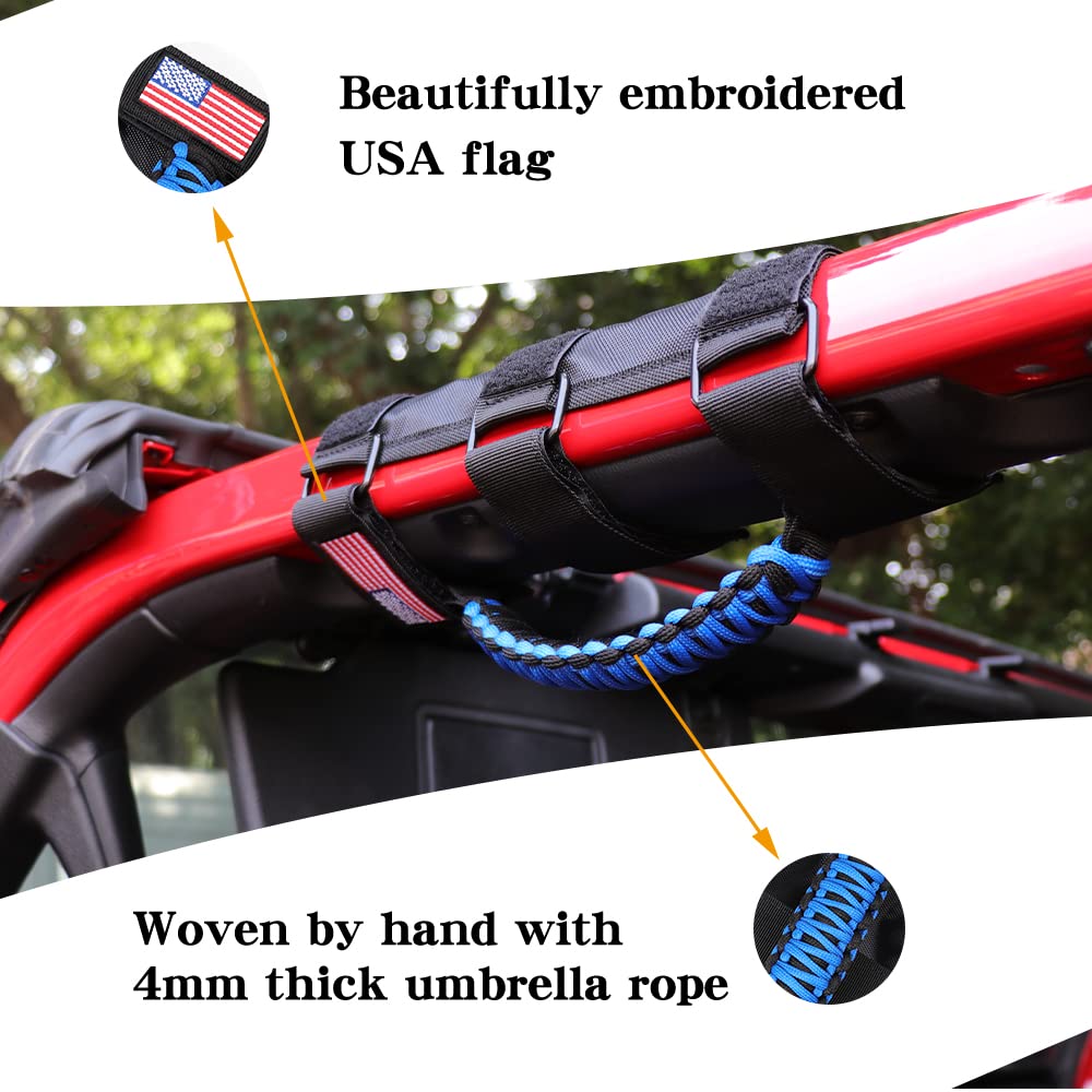 Bestaoo 2 X Roll Bar Grab Handles Paracord Grip Handle For Jeep Wrangler Yj Tj Jk Jl & Gladiator Jt 1955-2022 Utv Atv, Fit For 2