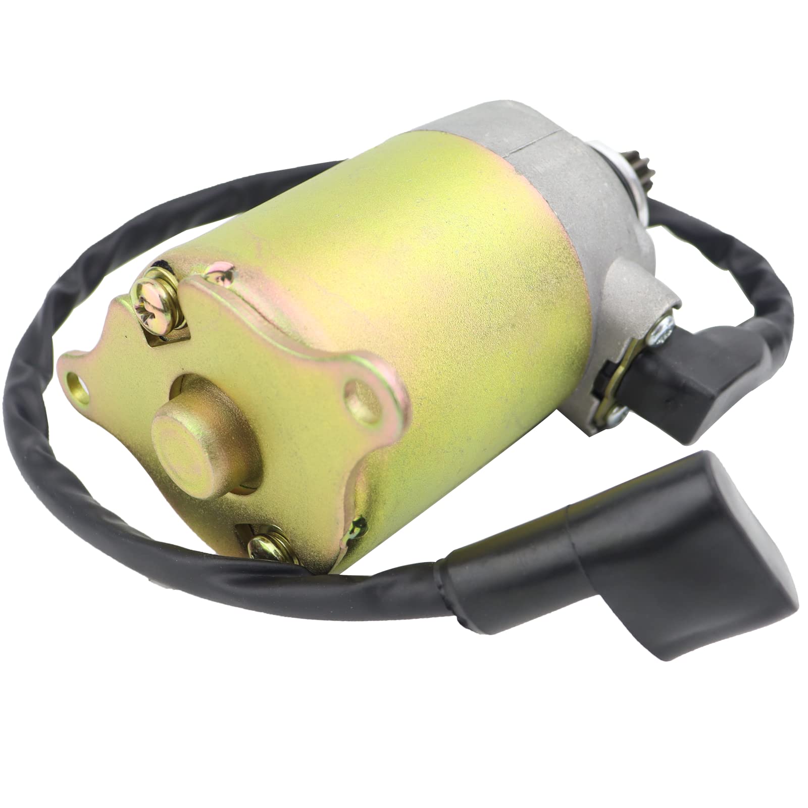 STABSOLI Starter Motor & Solenoid Relay for GY6 125CC/150CC ATV, Moped, Go Kart - Metal, Gold, Model SS057+033