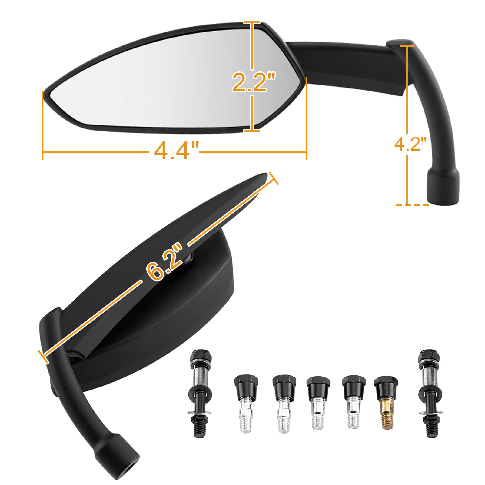 Mofun Mirrors Black Spear Blade Mirrors Compatible with 1982-2024 Harley Sportster Dyna Softail Road King Street Road Electra Gl