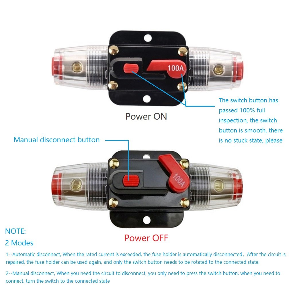 STETION Car Audio 40 Amp Resettable Fuse Circuit Breaker Car Protect for Audio System Fuse 12-24V DC for Car Audio Amps Overload