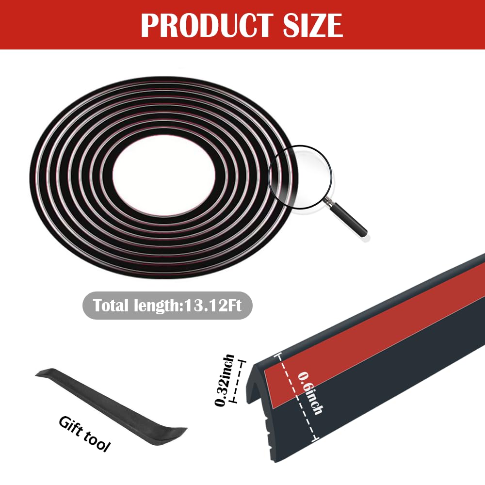 13Ft Car Door Rubber Seal Strip,Silent & Dustproof Rubber Car Window Seal Strip,Universal V-Shaped Self Adhesive Automotive Wind