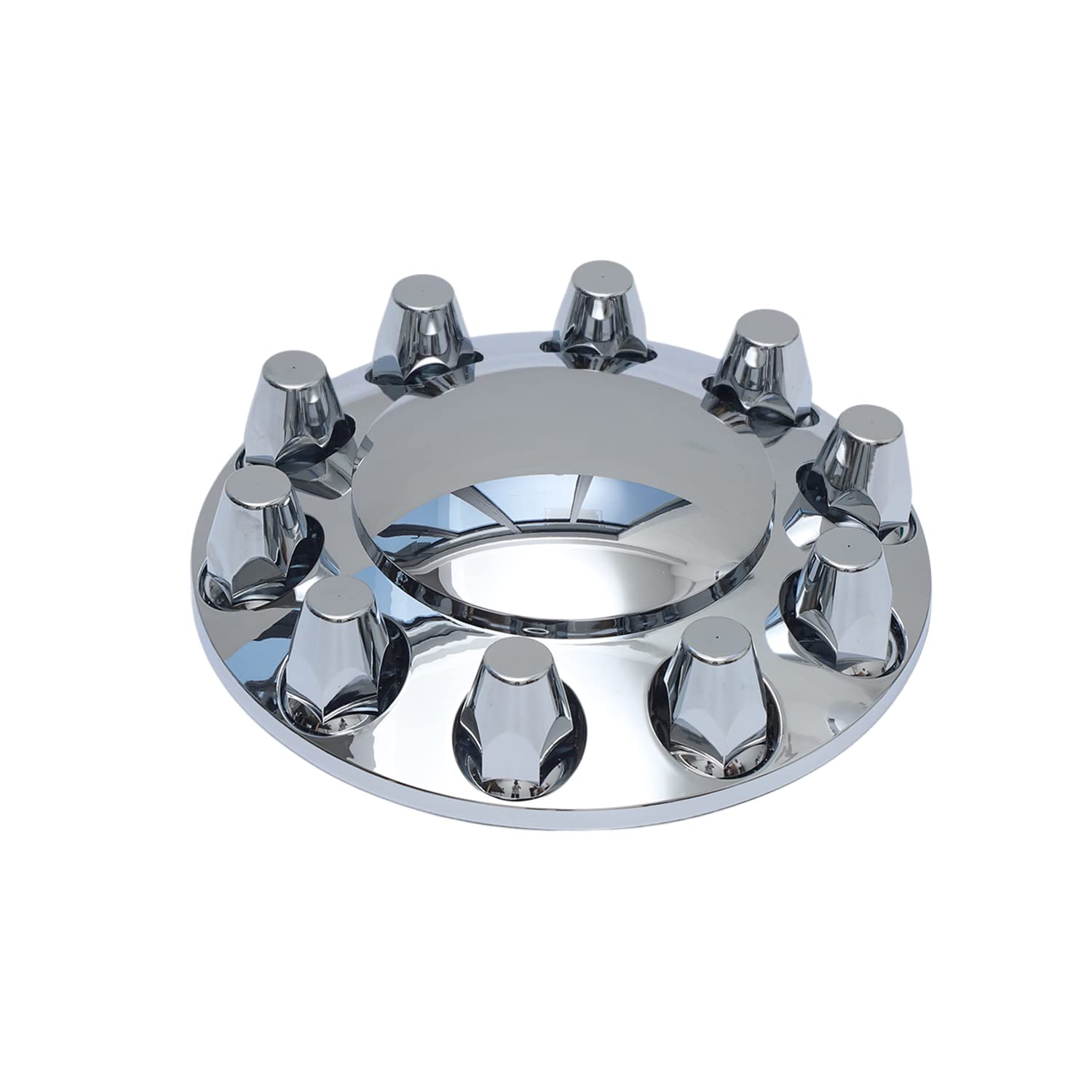 JIARU ABS Plastic Chromed Hubcaps Front and Rear Wheel Axle Cover Set with 33mm Thread-On Lug Nut Covers for Semi Trucks (Dome)