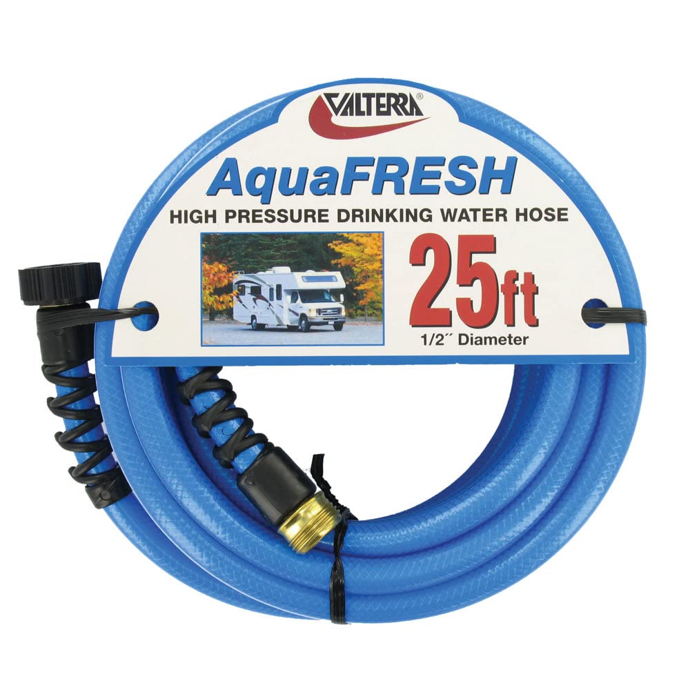 Valterra AquaFresh High Pressure Drinking Water Hose, Water Hose Hookup for RV - 1/2 x 25, Blue