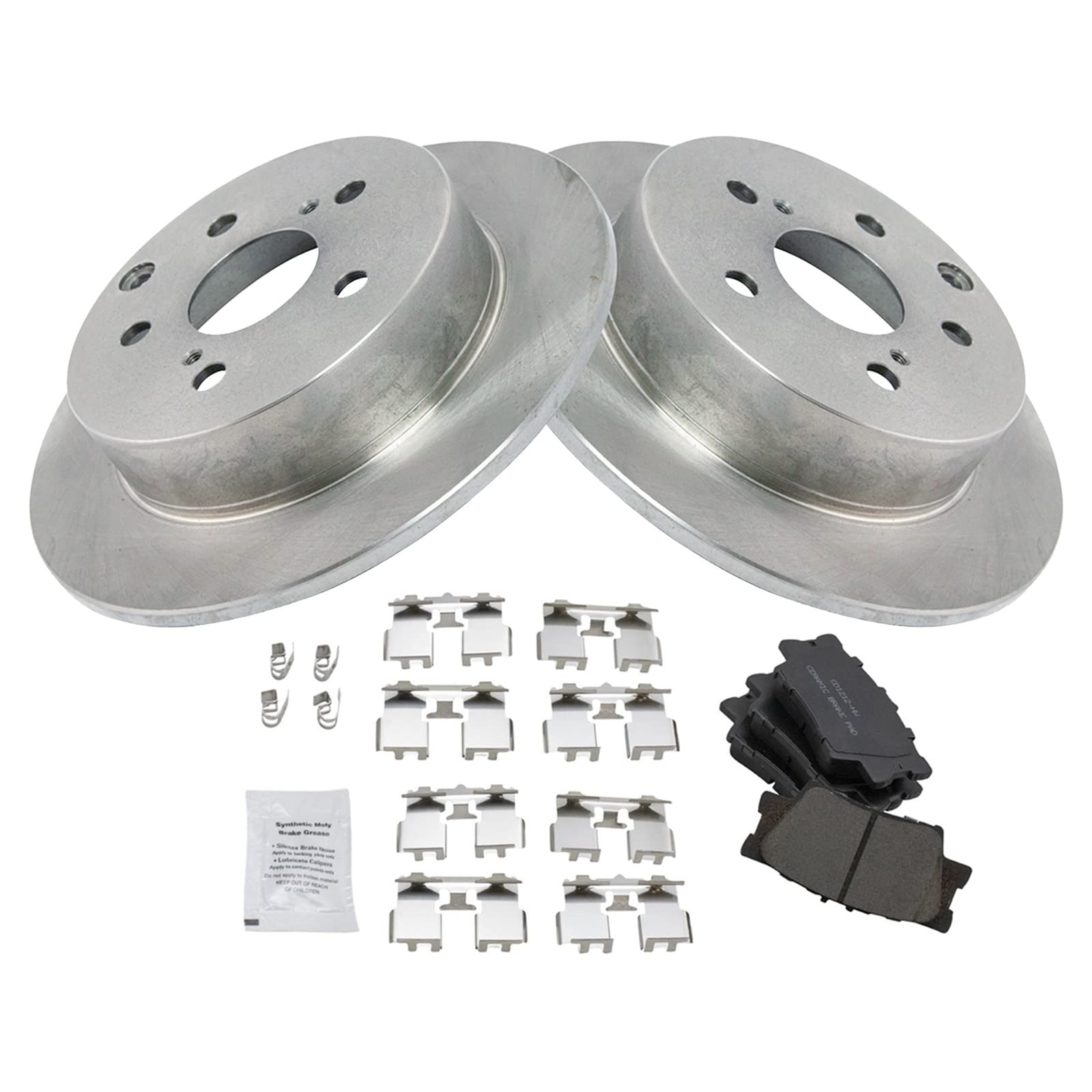 TRQ Rear Brake Pad & Rotor Kit Brake Pads Brake Rotor Ceramic Compatible with 2009-2010 Pontiac Vibe 2009-2013 Toyota Matrix