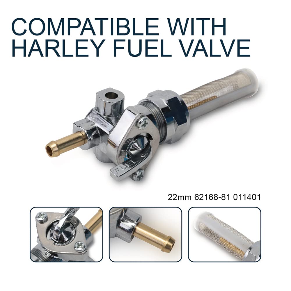 Yinncke 22Mm Petcock Fuel Valve Shut Off Tank Switch Fits For Harley Davidson Sportster Dyna Electra Glide Heritage Softail Spri