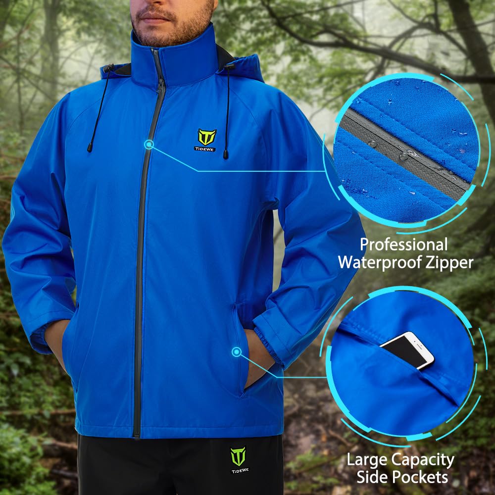 Tidewe Rain Suit, Waterproof Breathable Lightweight Rainwear (Blue Size Xl)