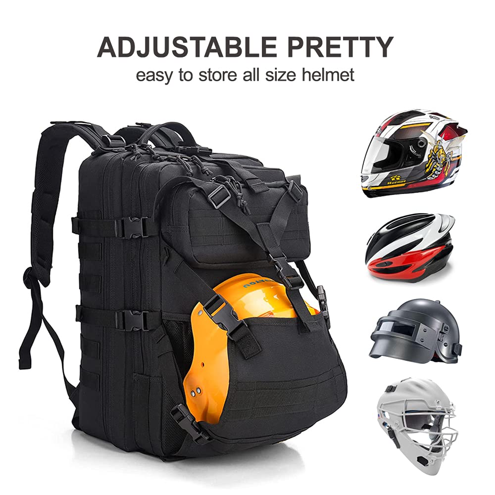YOUNGOA Men's Motorcycle Helmet Backpack, Waterproof, 20L, Adjustable Chest Strap, Black, Large