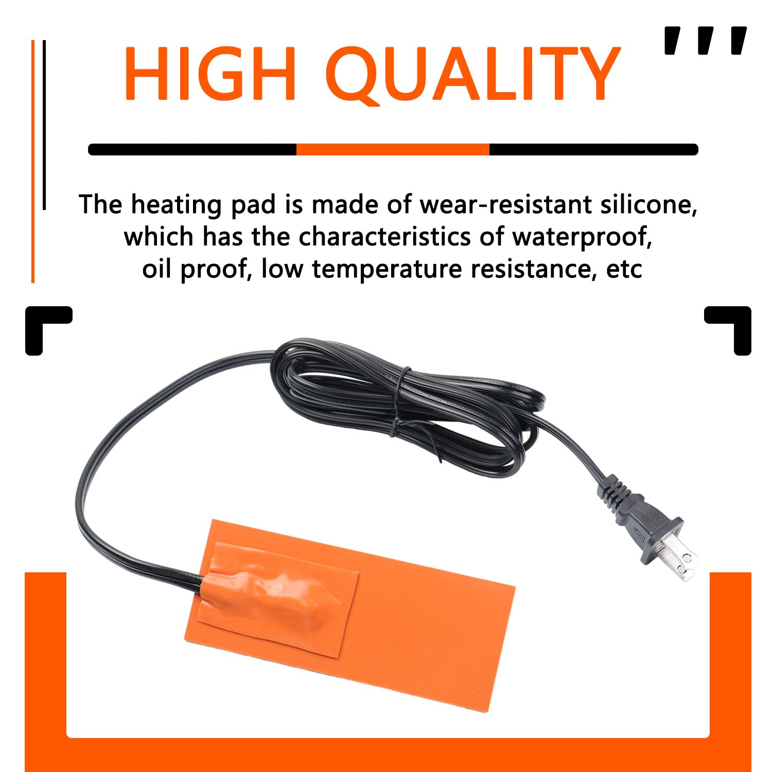 AFEISOL 2 x 5in Car Engine Silicone Pad Heater - Self-Adhesive Oil Pan Heater with 194°F Thermal Protector & 68" Power Cord (50W 120V)