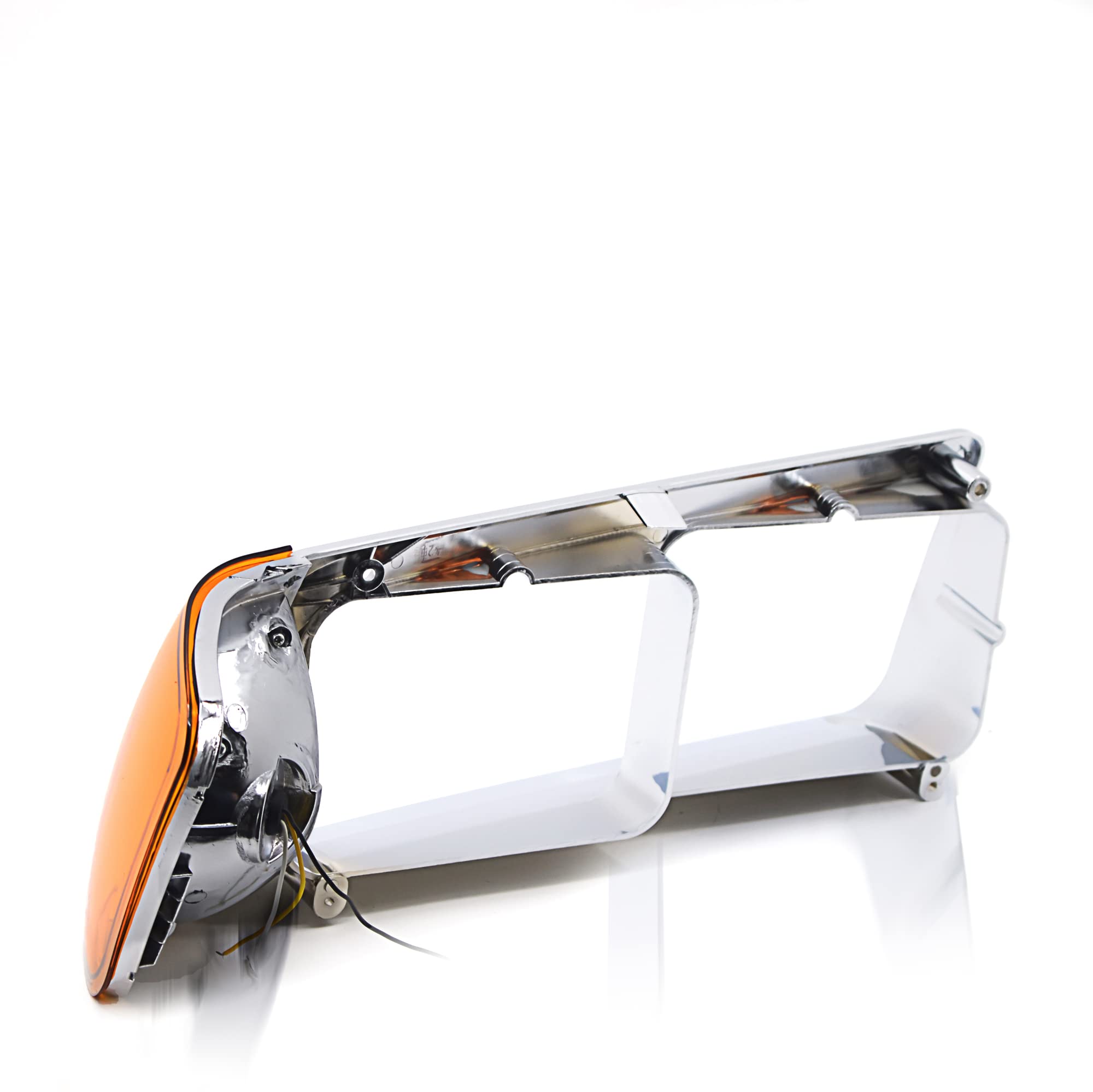 Torque Headlight Bezel Driver Left Side Replacement For 1989-2002 Freightliner Fld Semi Trucks With Amber Led Turn Signal Light