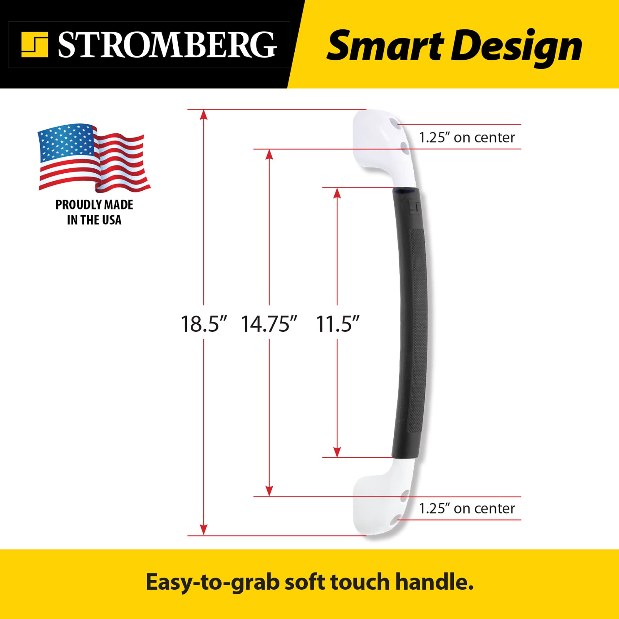 Stromber Ah100 Ah-100 Soft Touch Grab Bar Wht