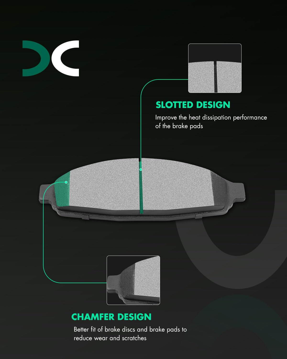 Scitoo D931 Front Semi-Metal Brake Pads Sets Fit For Ford For Crown Victoria 2003-2011,For Lincoln Town Car 2003-2011,For Mercur