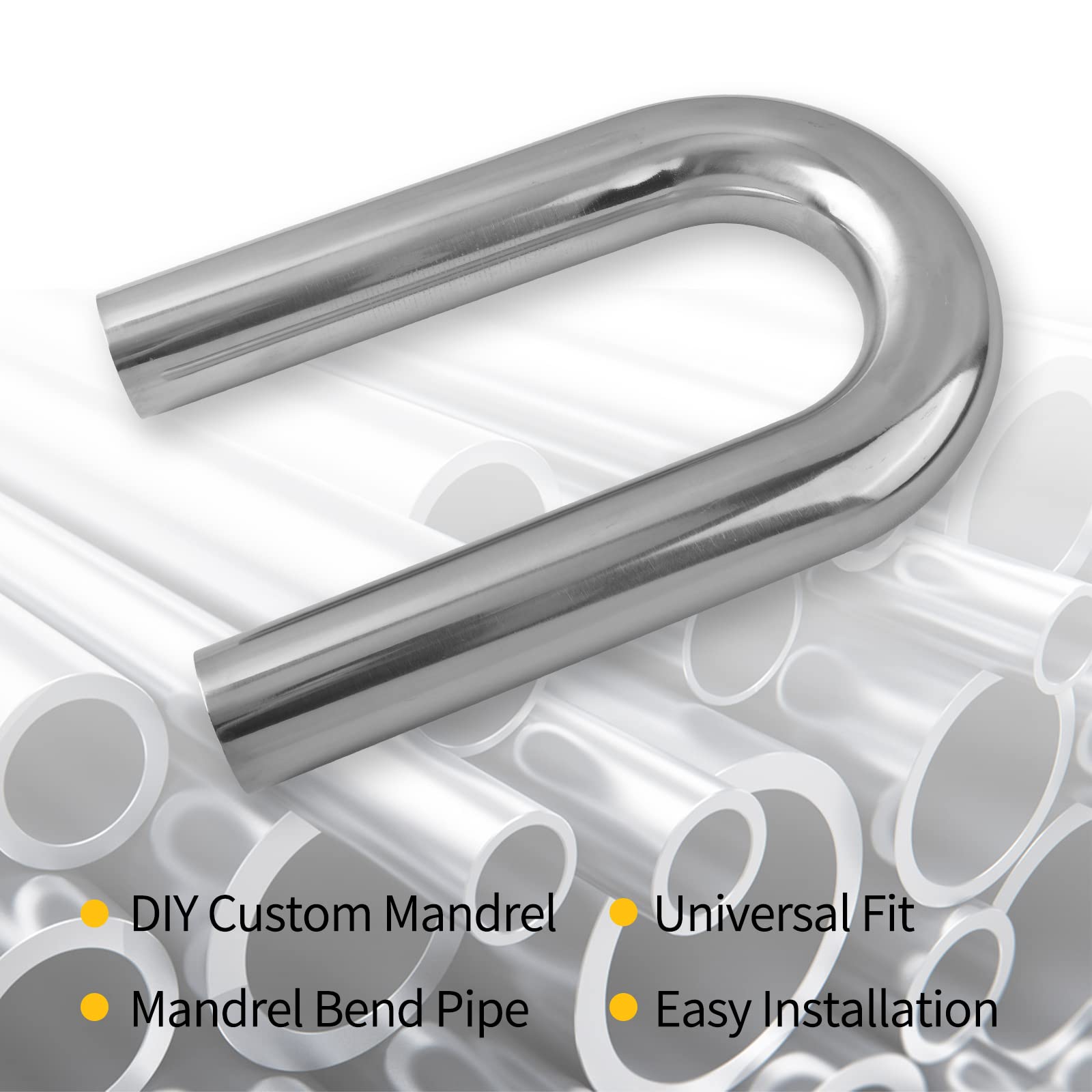 Fgjqefg 2.25 Inch 180 Degree Diy Custom Mandrel Exhaust Pipe Tube Pipe, T304 Stainless Steel, Universal Fit, 22.82 Inch End To End Length, 2.25'' Od Mandrel Bend Pipe 2Pcs