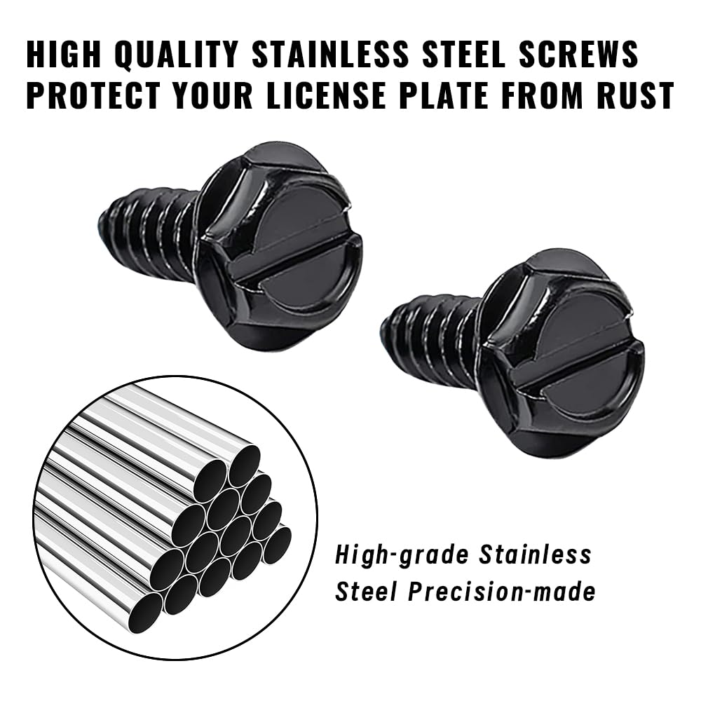 8Sets Stainless Steel License Plate Screws - Rust-Proof & Anti-Rattle Bolts For Car Front & Rear Frame Holder Mounting