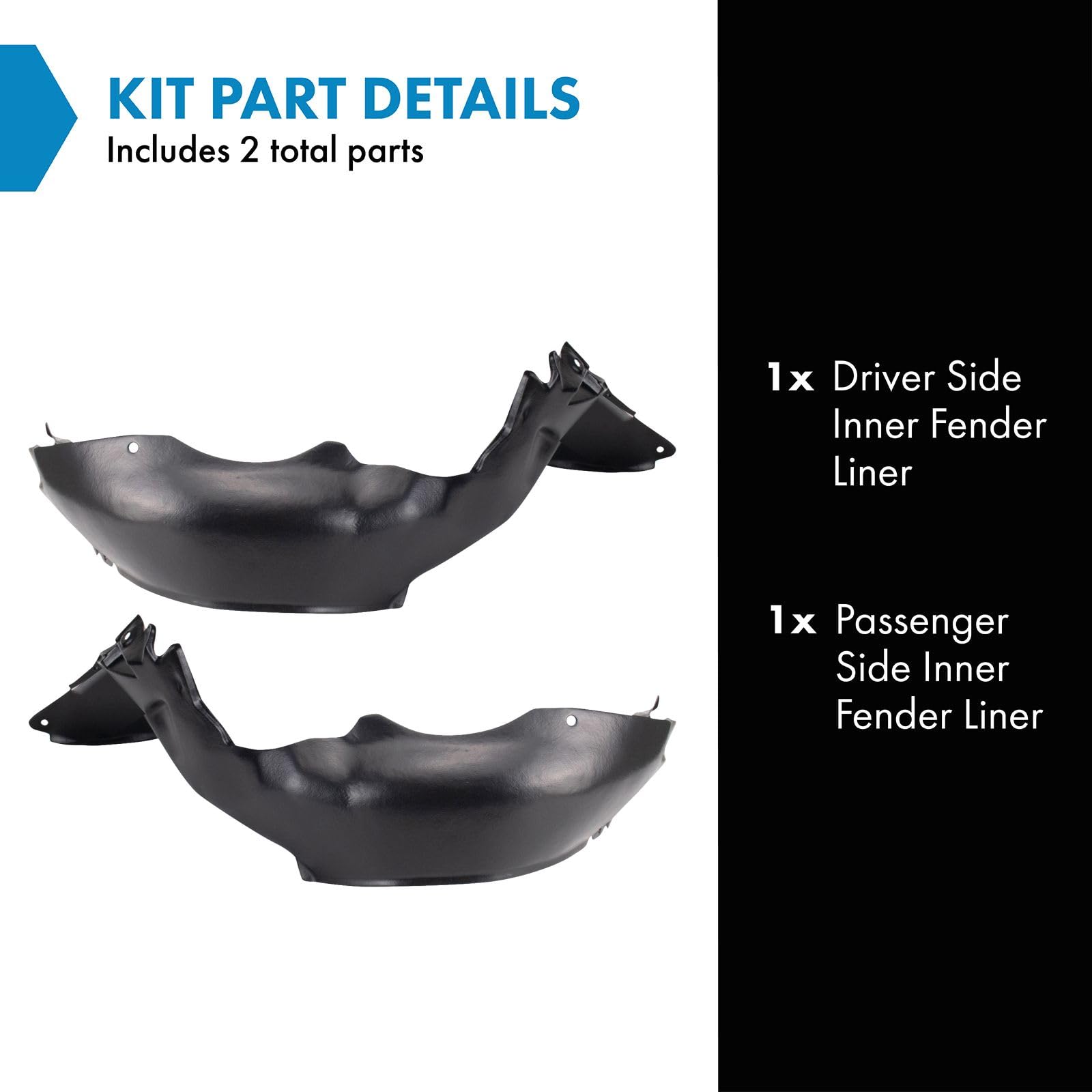 Trq Inner Fender Liner Set Compatible With 2004-2008 Chevrolet Aveo Gm1248162 Gm1249162