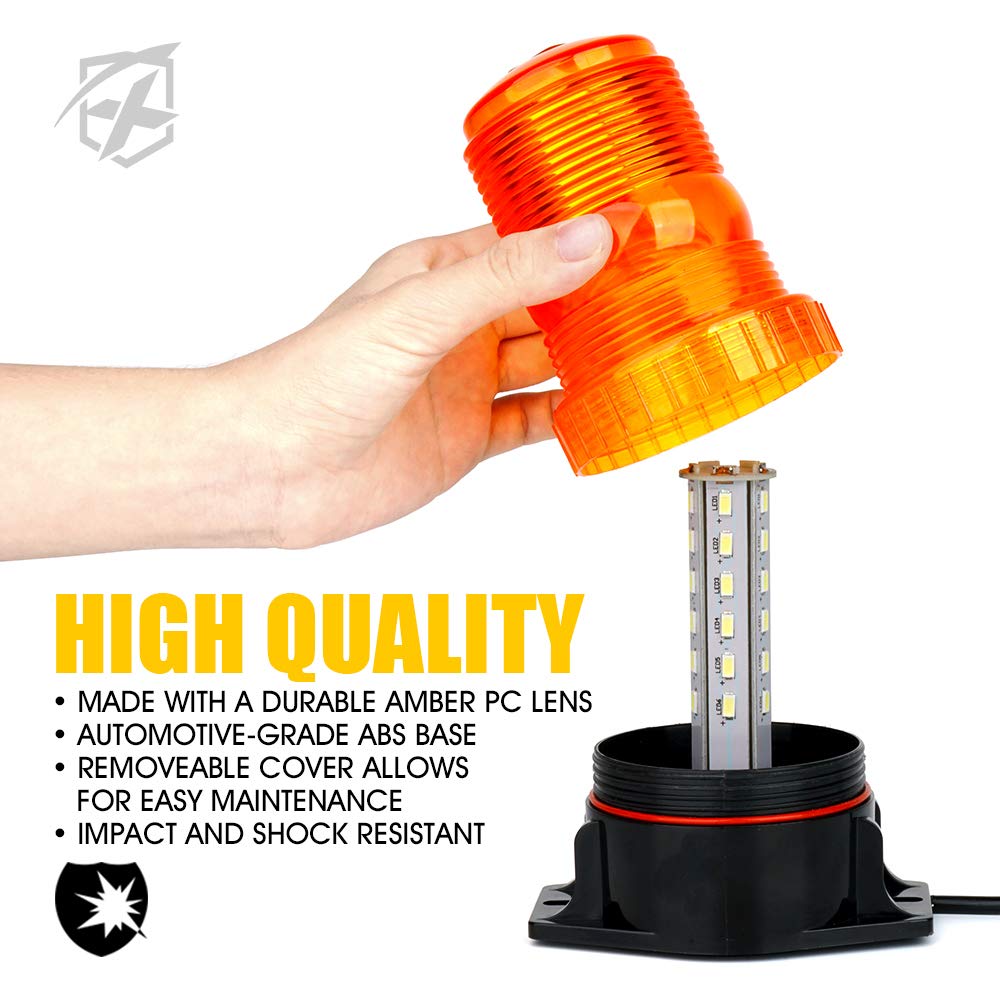 Xprite Amber LED Forklift Beacon Light Safety Warning Strobe Flashing Lights with Cigarette Lighter, for Mower, ATV, Trucks, Tra