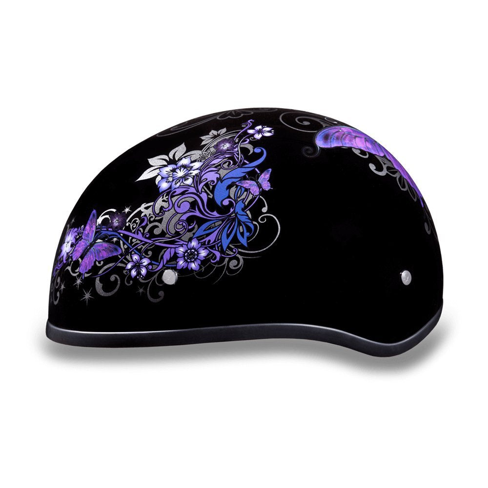 Daytona Helmets Motorcycle Half Helmet Skull Cap- Butterfly 100% Dot Approved