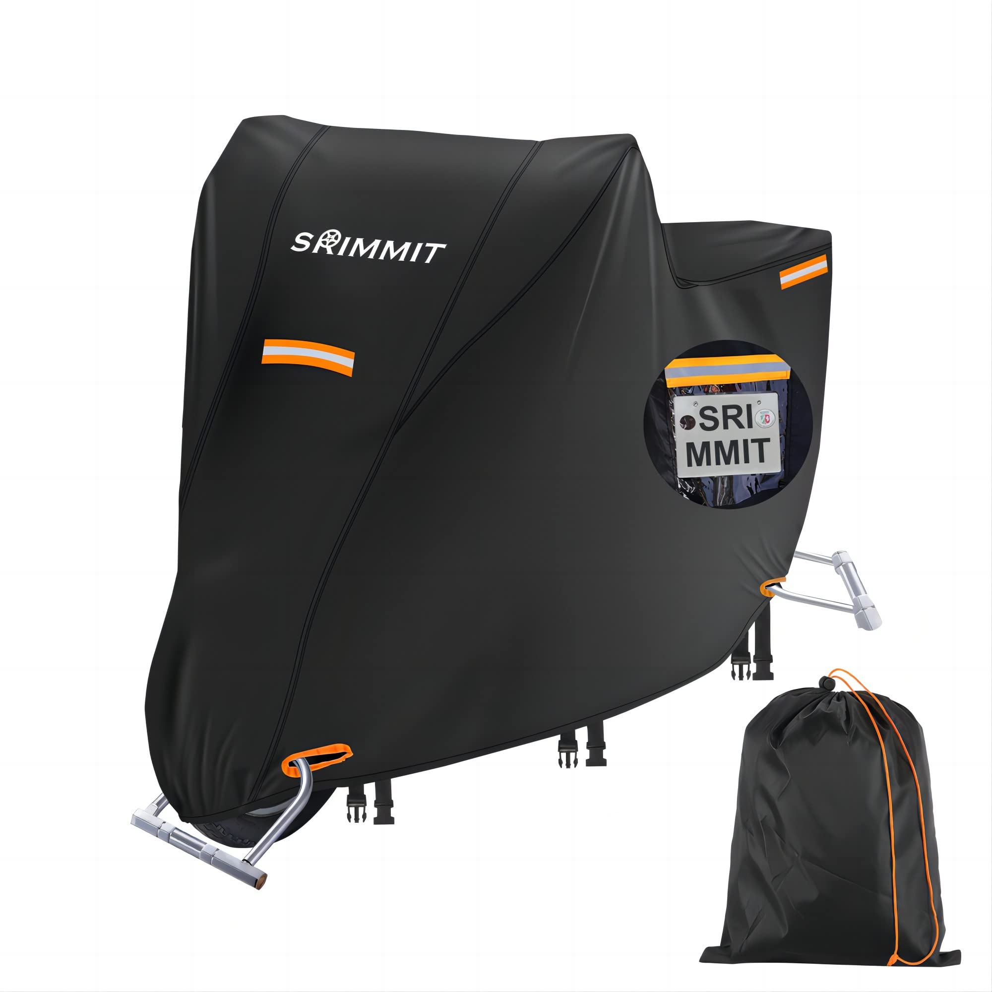Motorcycle Cover Waterproof Outdoor,420D Universal Cover Motorcycle,All Season Protection,With License Plate Window, 4 Reflectiv